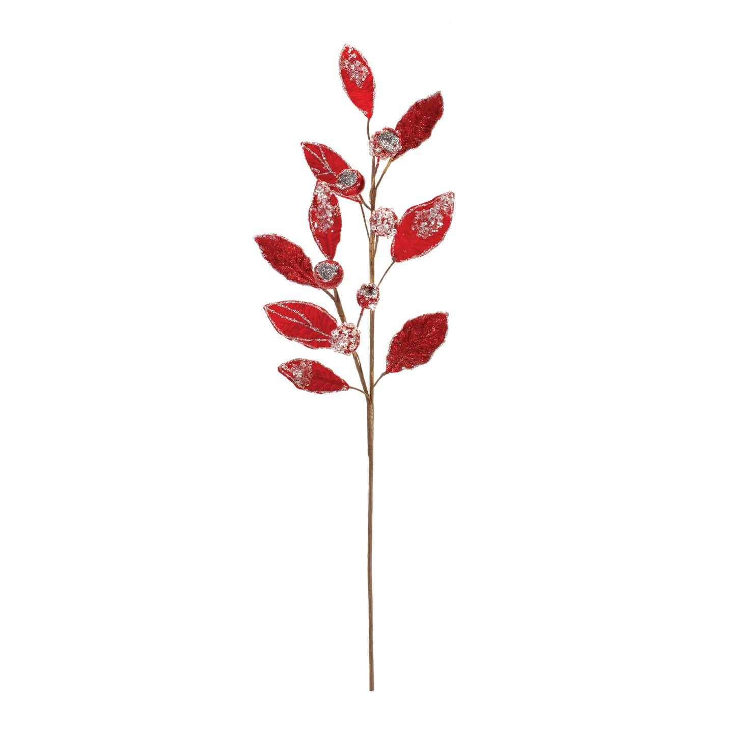 Beaded Red Leaf Stem (Set of 2)