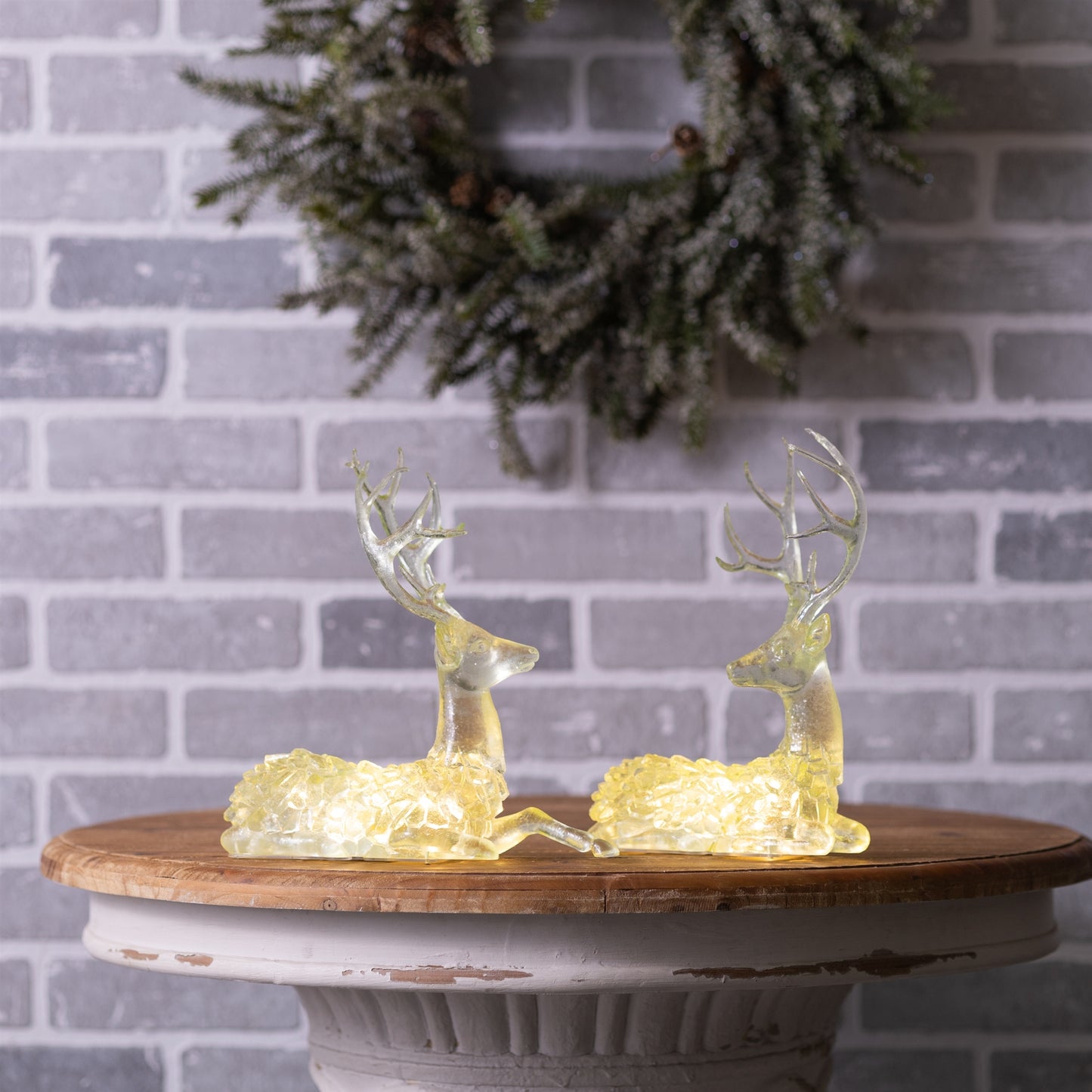 LED Lighted Sage Green Deer (Set of 2)