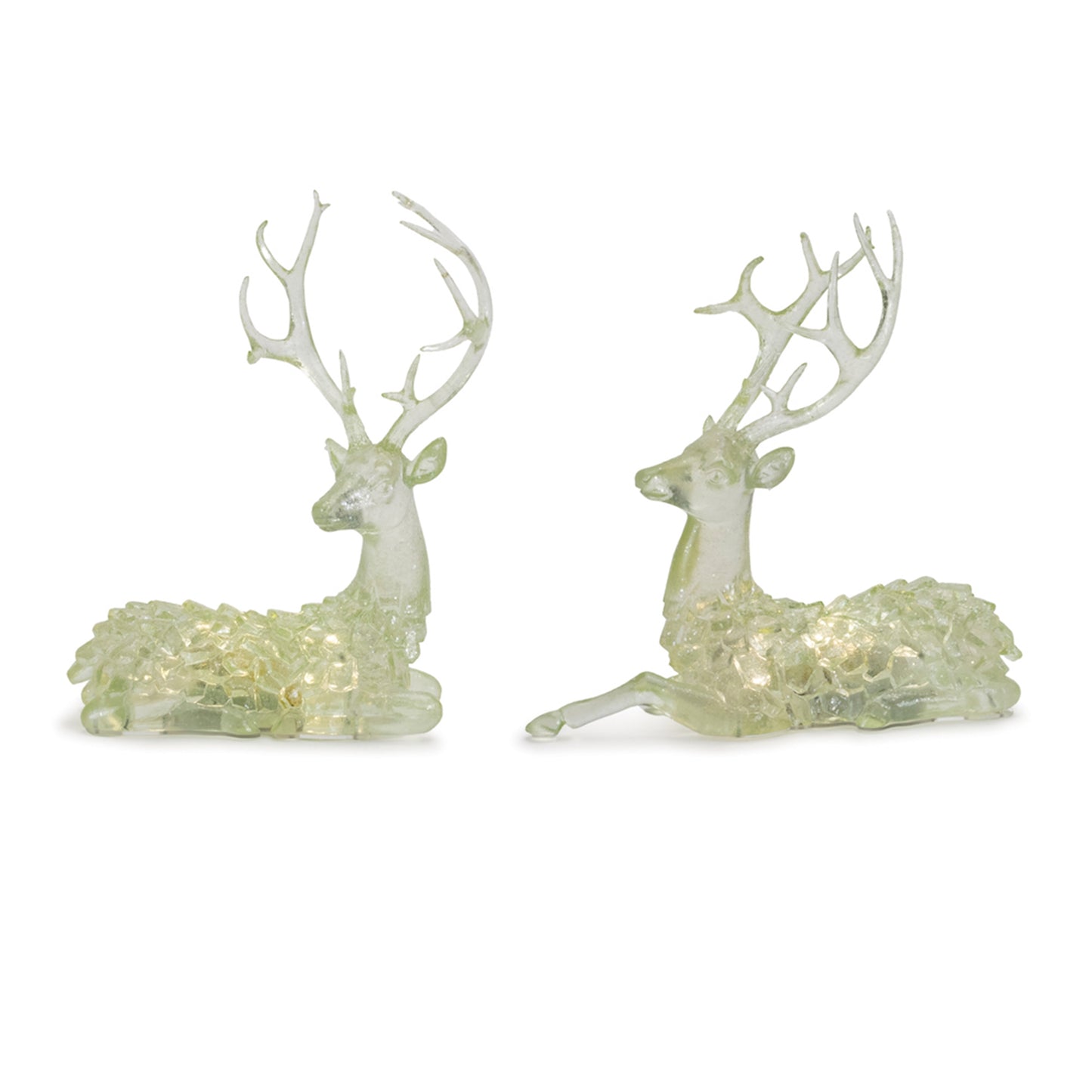 LED Lighted Sage Green Deer (Set of 2)