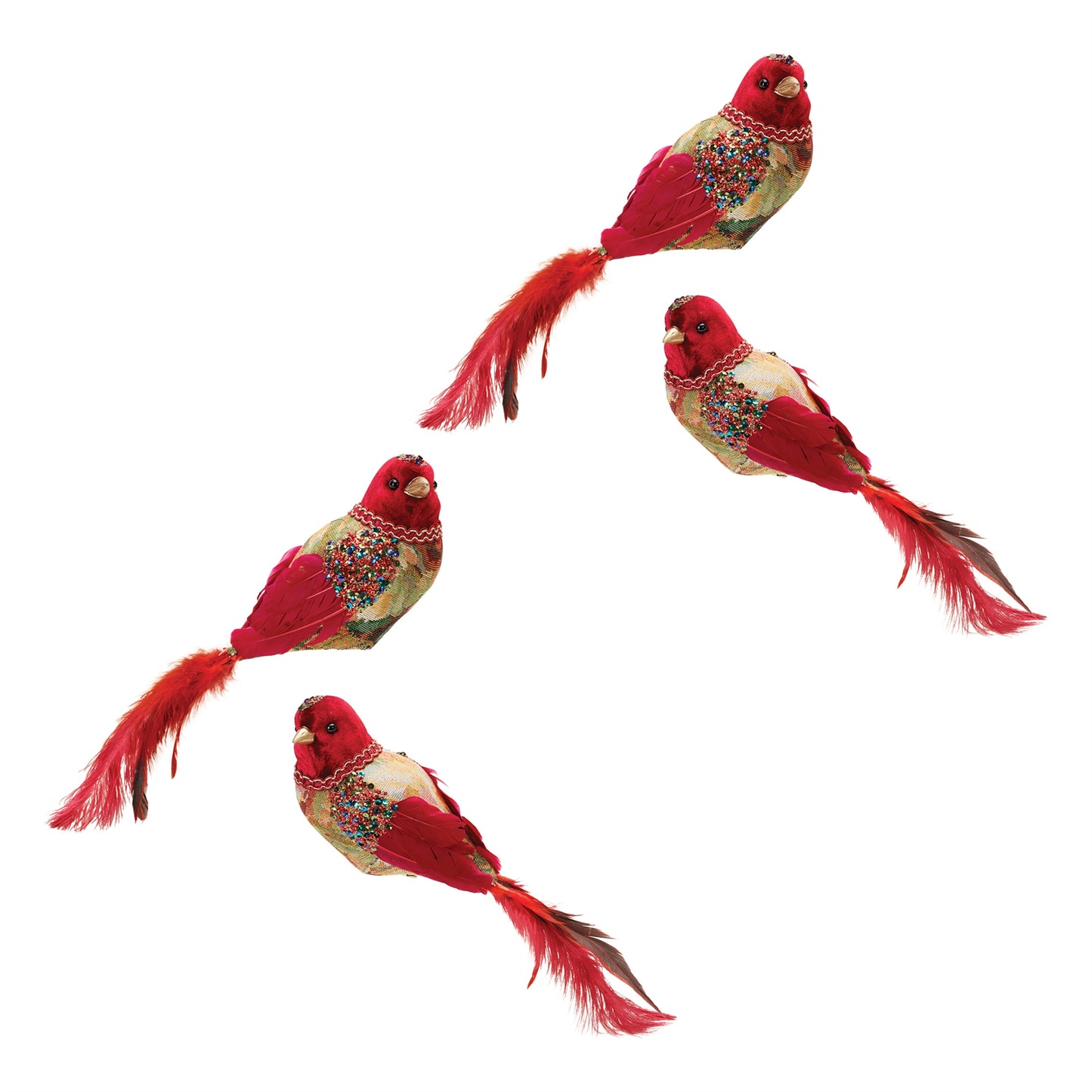 Jeweled Tapestry Bird Clip (Set of 4)
