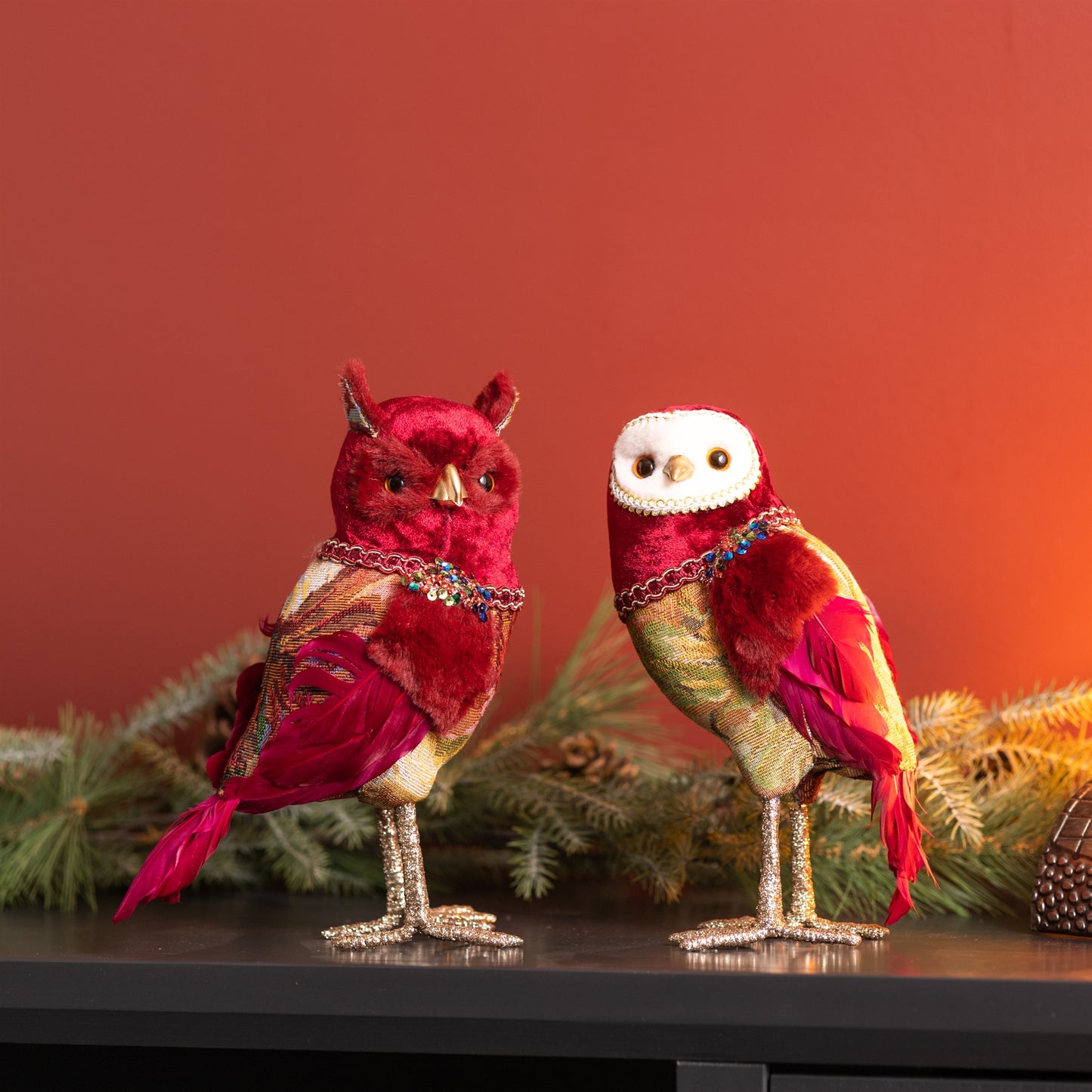 Jeweled Tapestry Owl Shelf Sitter (Set of 4)