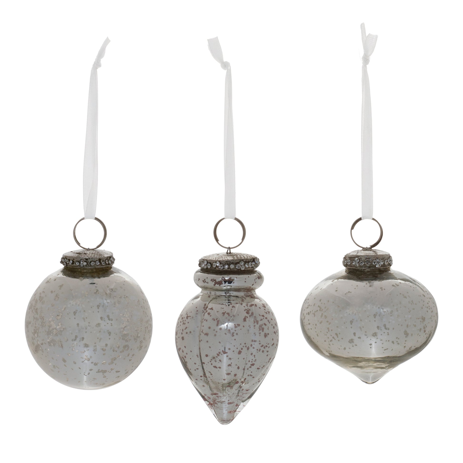 Grey Mercury Glass Ornament (Set of 6)