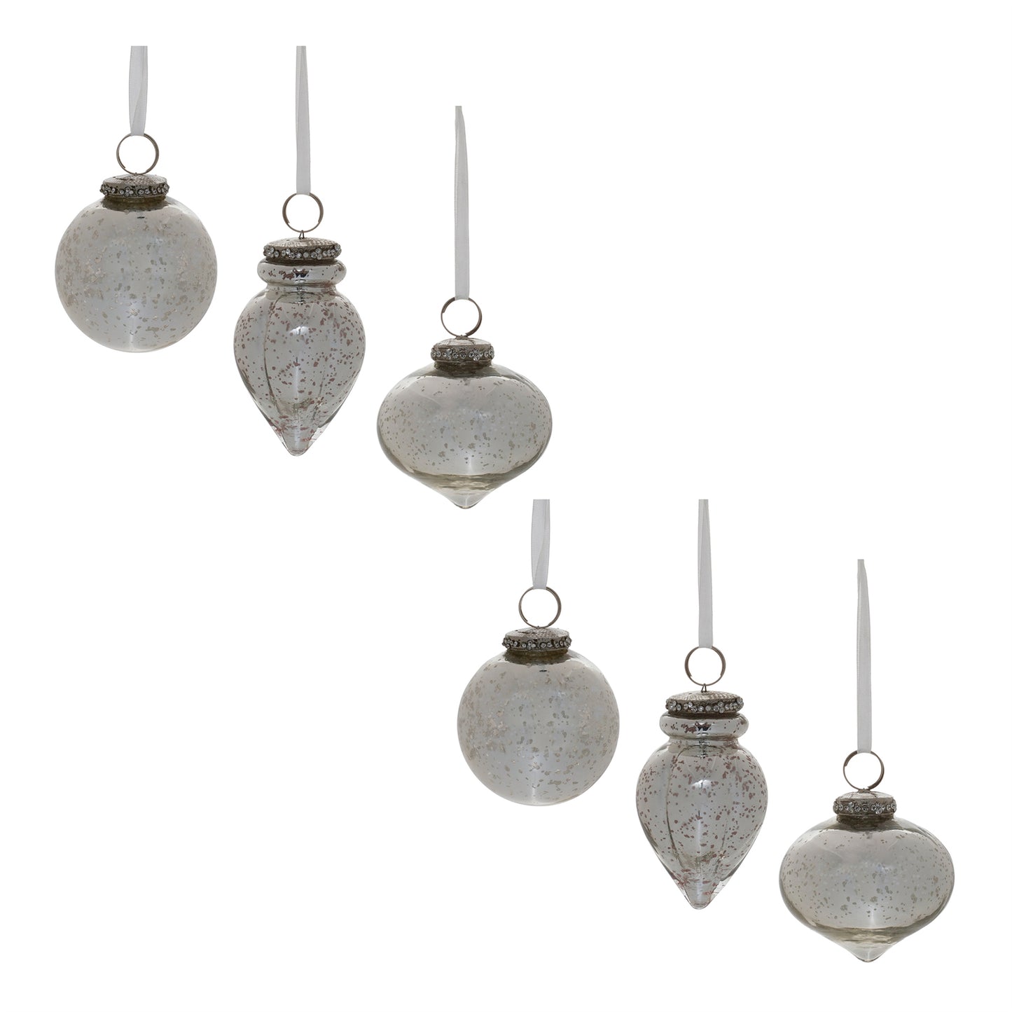Grey Mercury Glass Ornament (Set of 6)