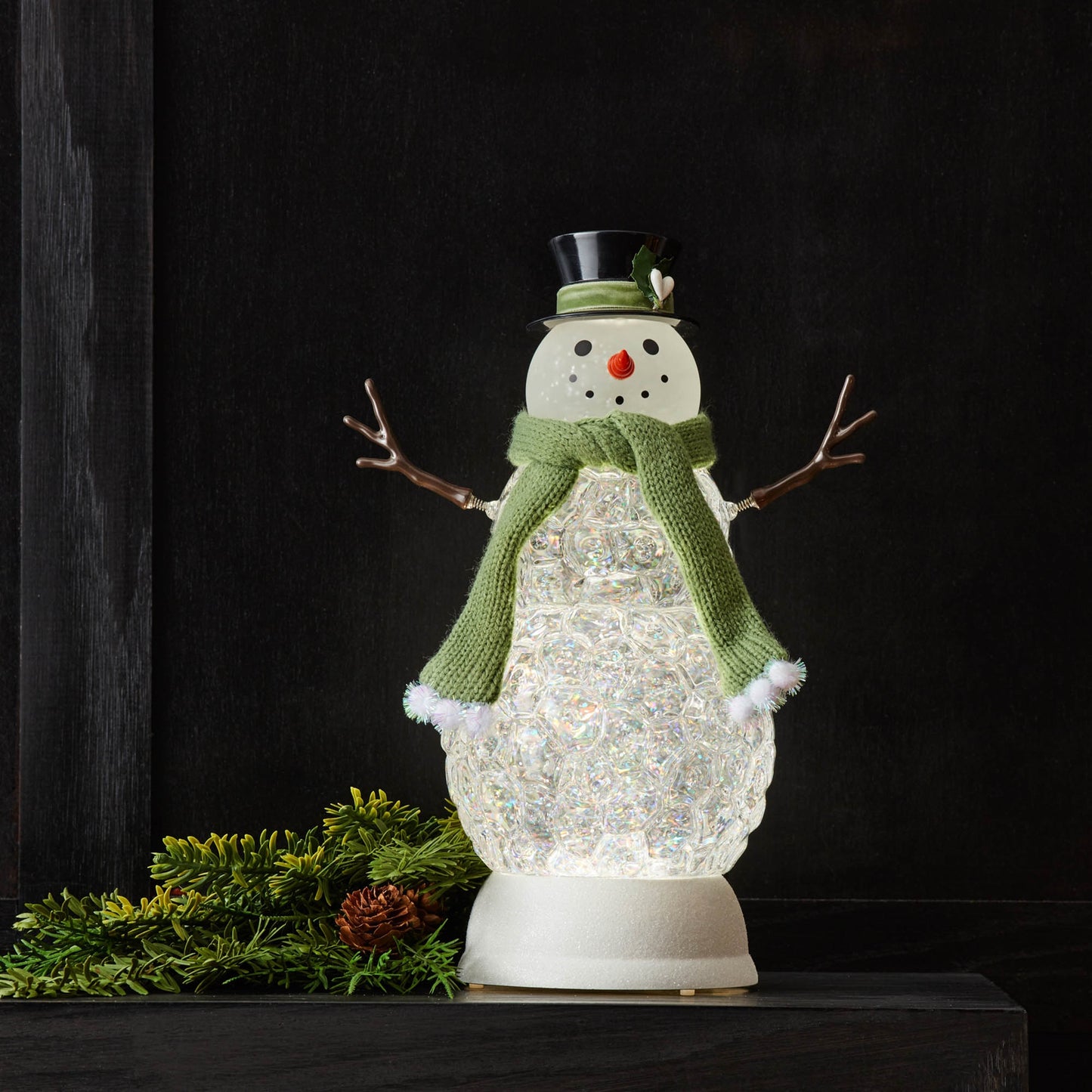 LED Snowman Snow Globe 11"H