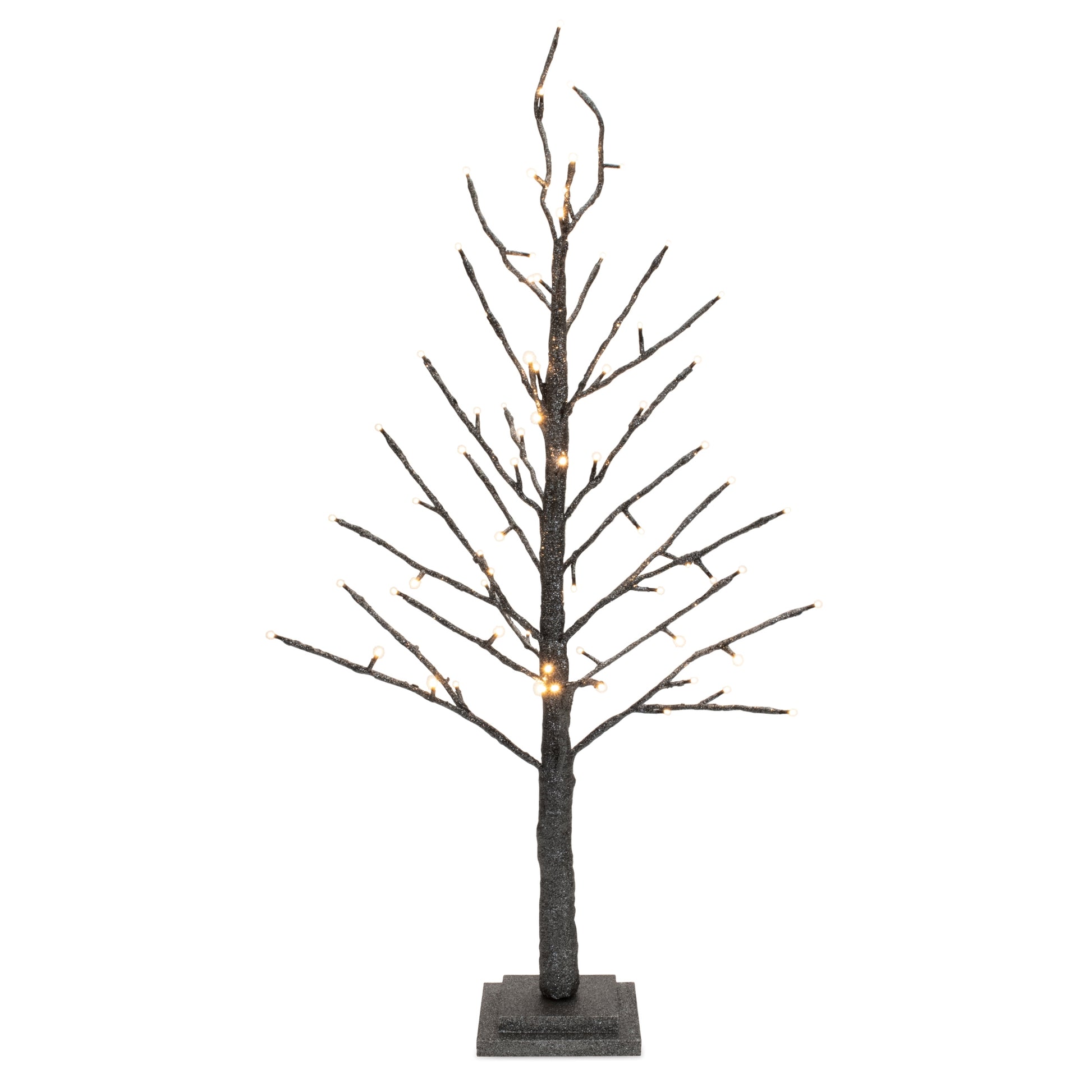 LED Black Glittered Twig Tree 36"H