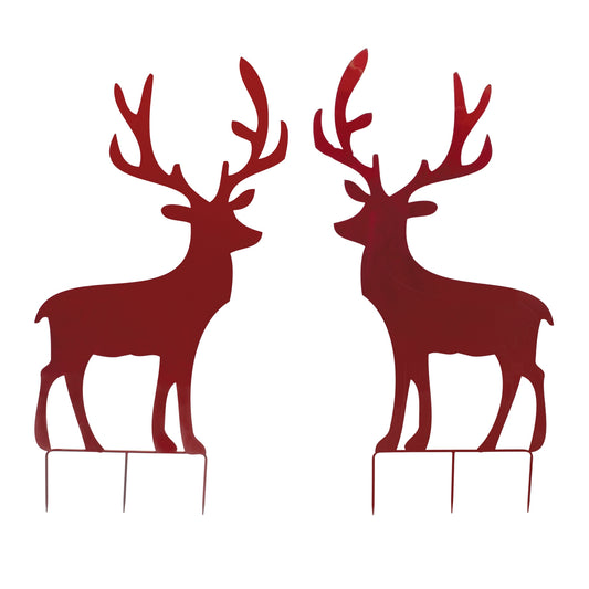 Metal Deer Cut-Out Yard Stakes – Set of 2