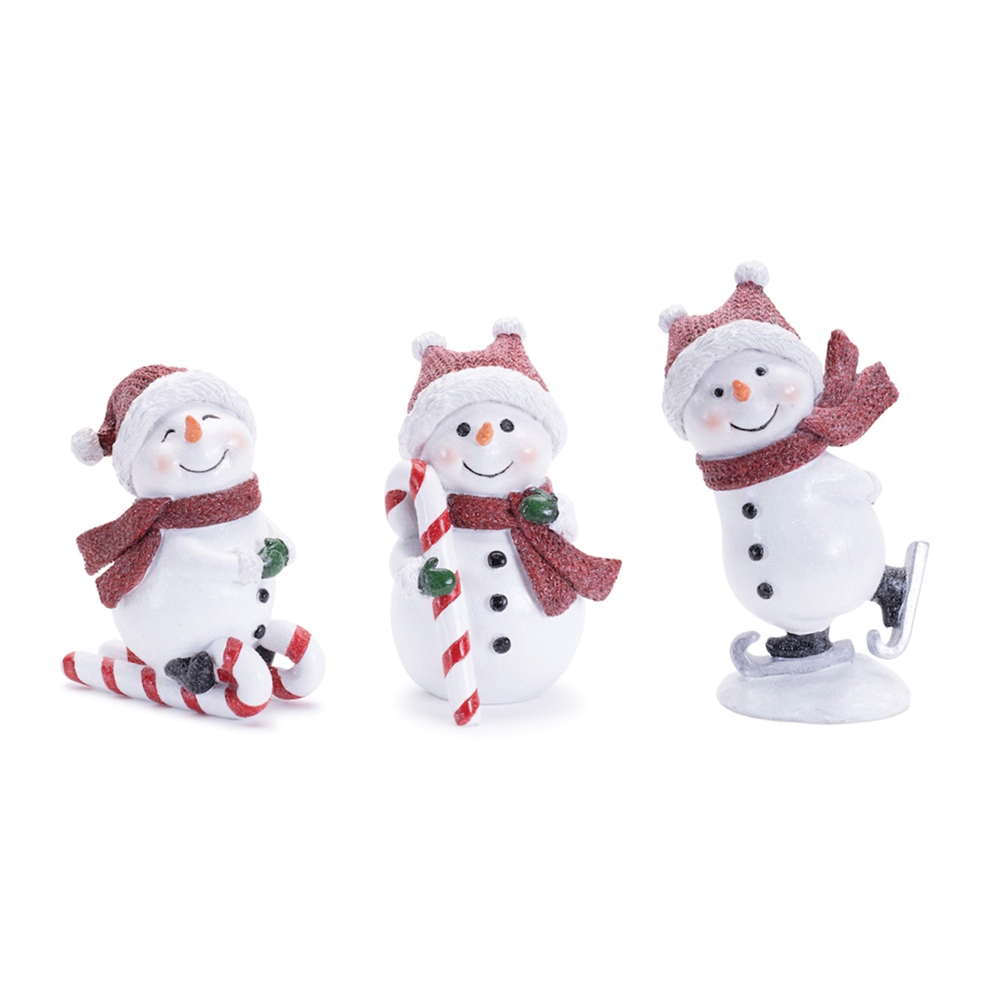 Snowman (Set of 3) 5"H, 5.25"H, 6.25"H Resin