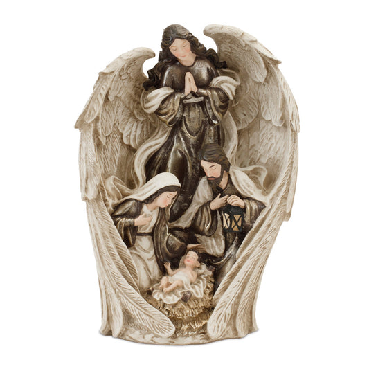 Holy Family w/Angel 10"H Resin