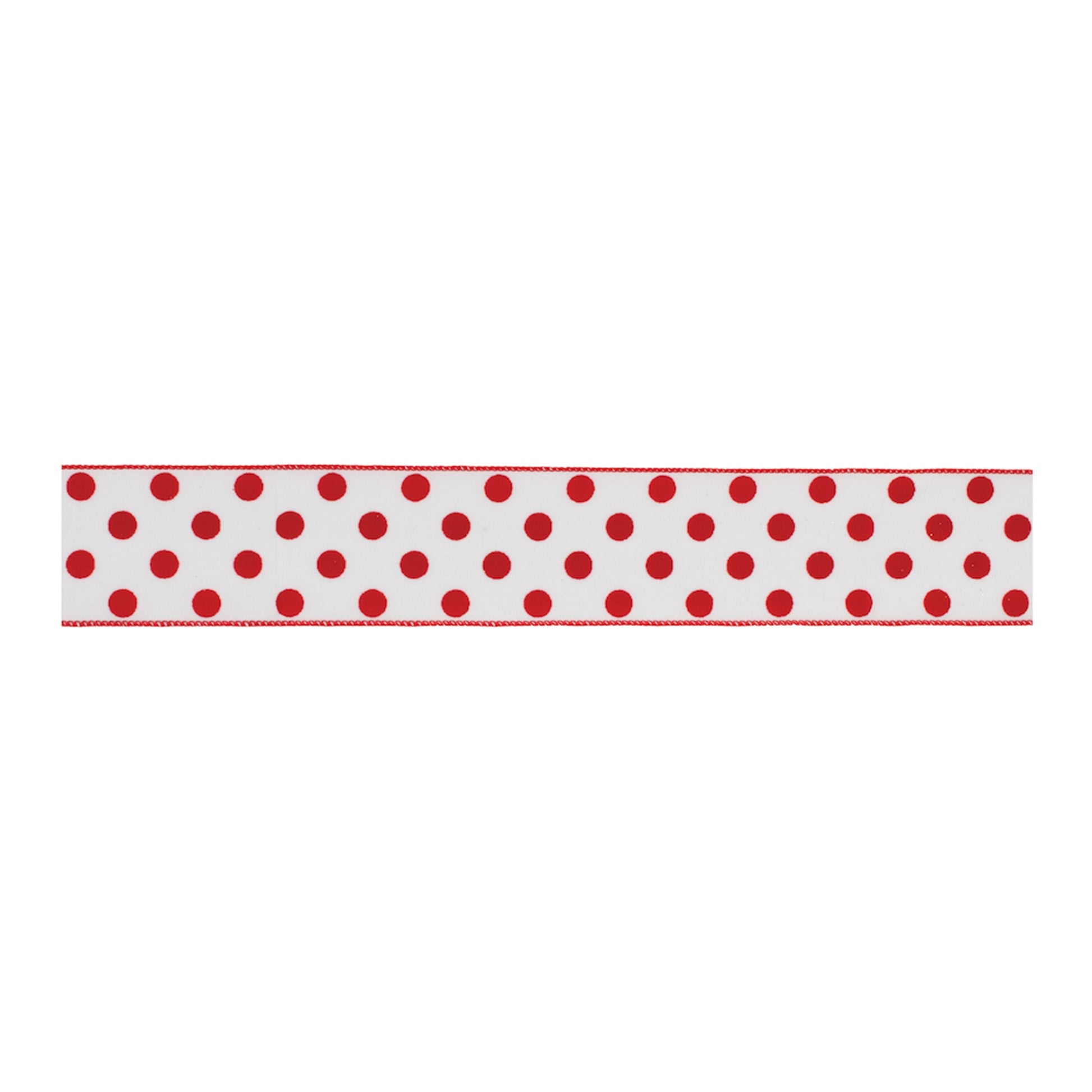 Red and White Polka Dot Wired Ribbon (Set of 2)
