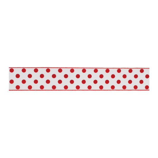Red and White Polka Dot Wired Ribbon (Set of 2)