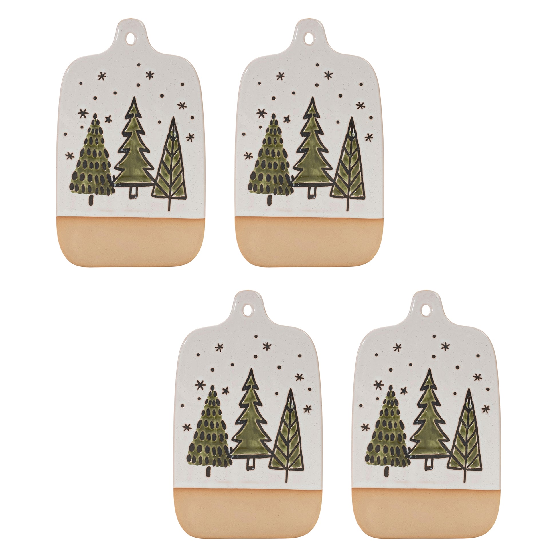 Ceramic Pine Tree Cutting Board Tray (Set of 4)