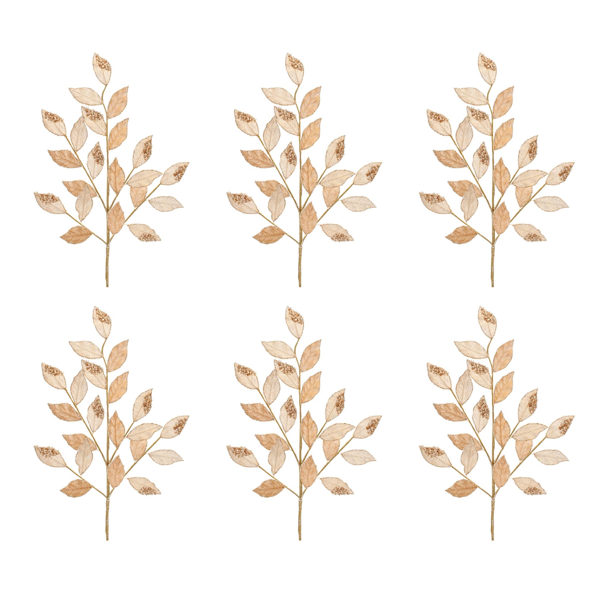 Beaded Peach Leaf Spray (Set of 6)