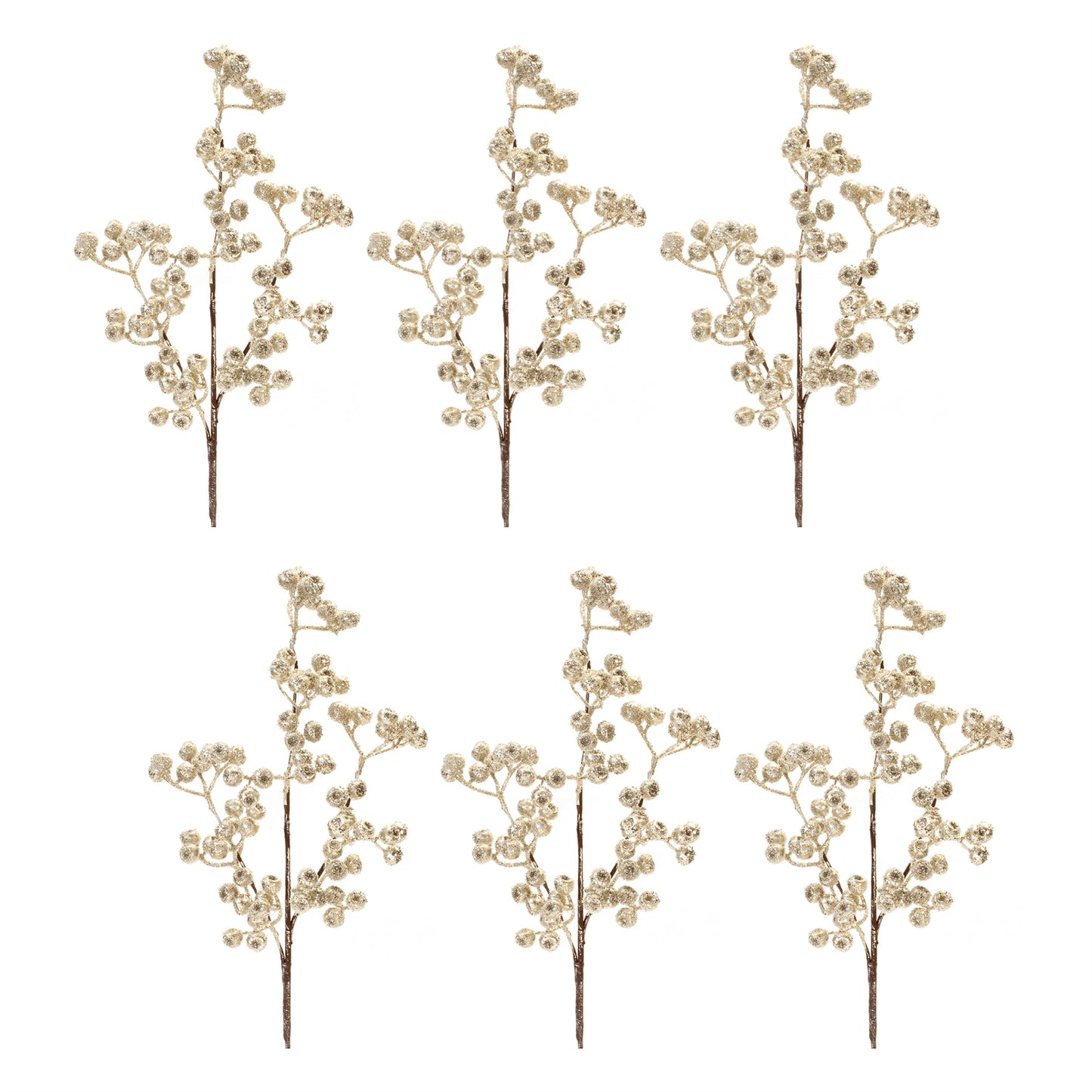 Glittered Champagne Berry Spray (Set of 6)