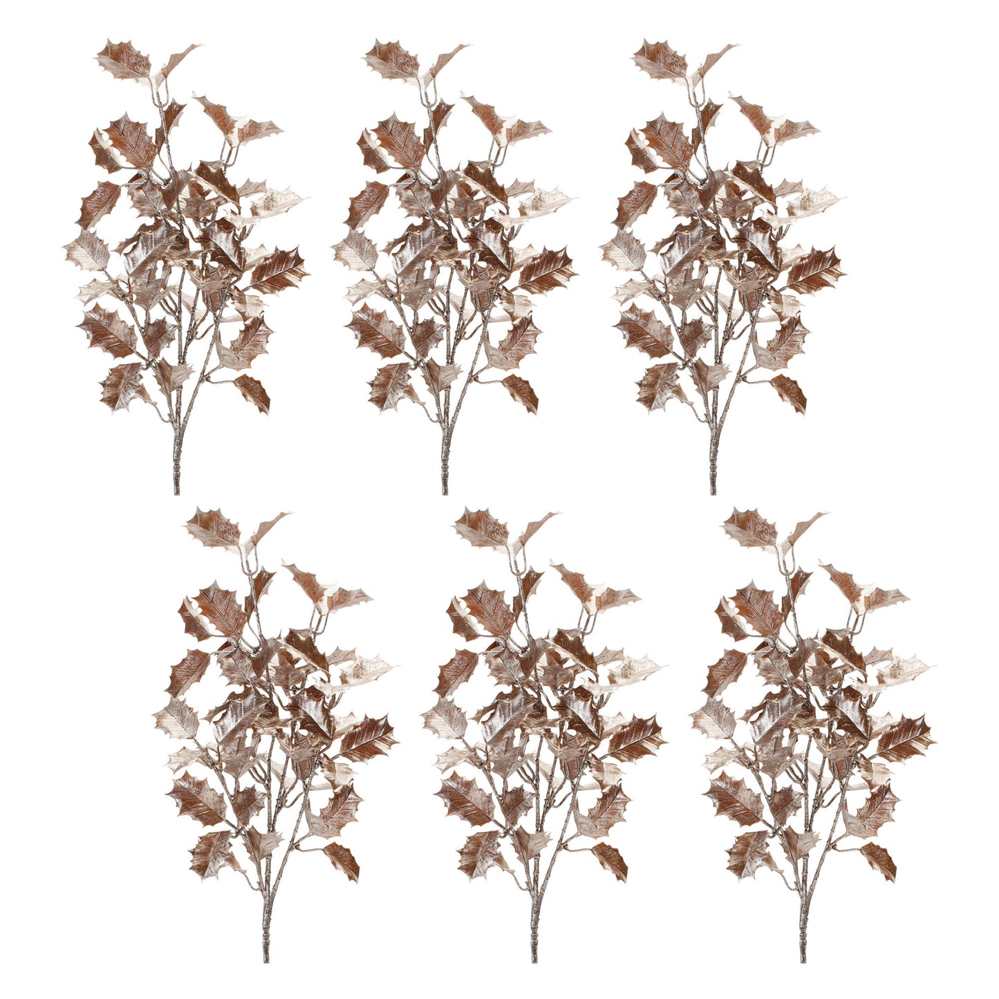 Metallic Holly Leaf Spray (Set of 6)