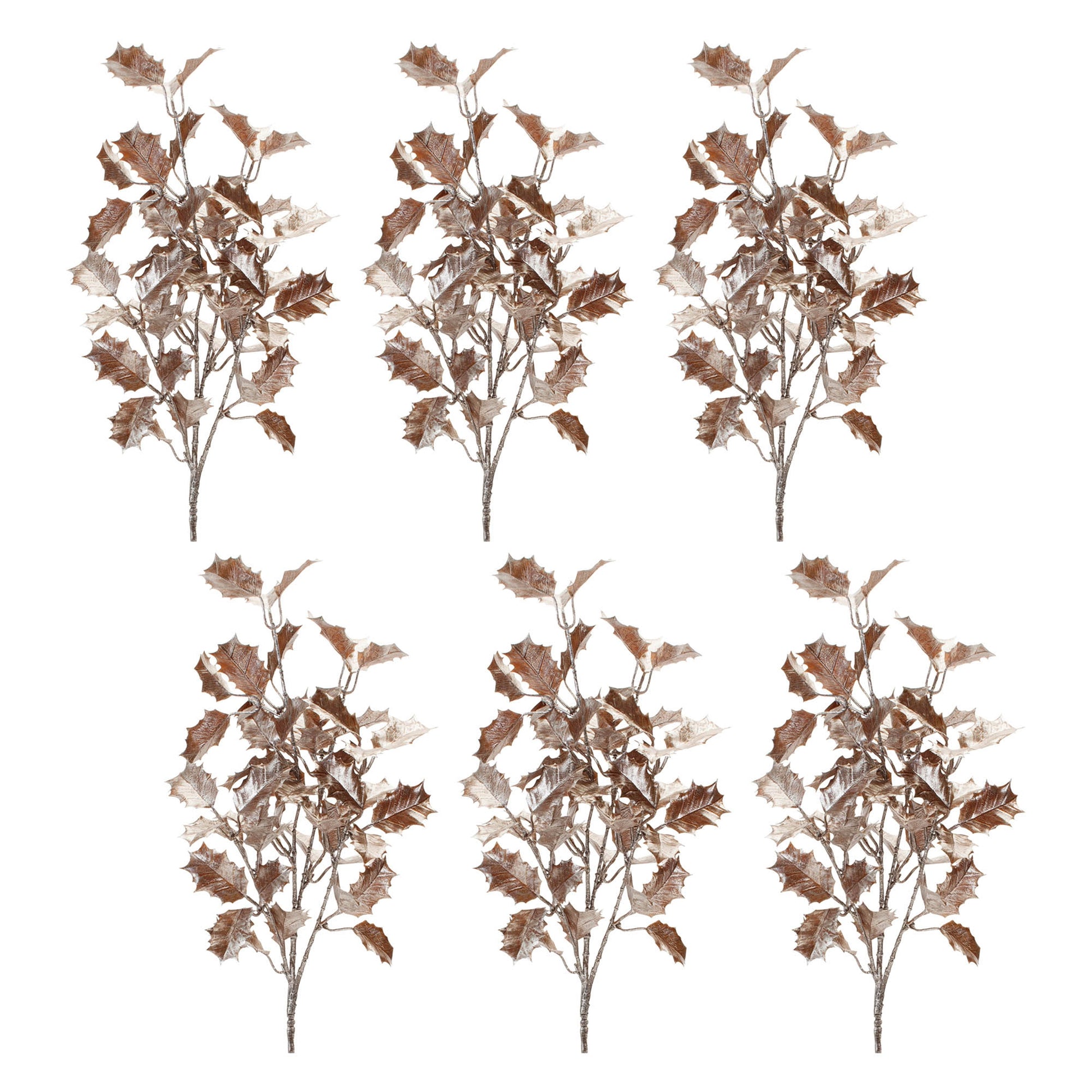 Metallic Holly Leaf Spray (Set of 6)