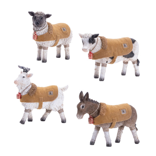 Farm Animal w/Coat (Set of 4) 4.5"H, 5"H, 5.75"H Resin