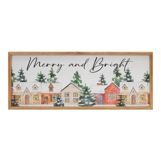 LED Merry & Bright Sign 23.75"L x 9.5"H MDF/Wood 2 AA Batteries Not Included