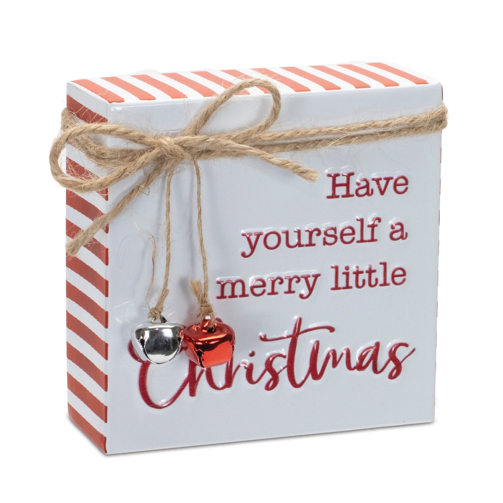 Metal Christmas Sentiment Sign with Bell Accents (Set of 2)