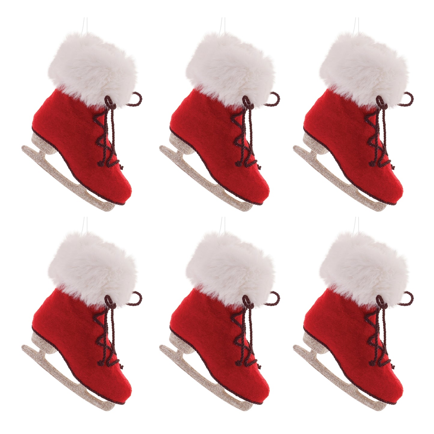 Fluffy Ice Skate Ornament (Set of 6)