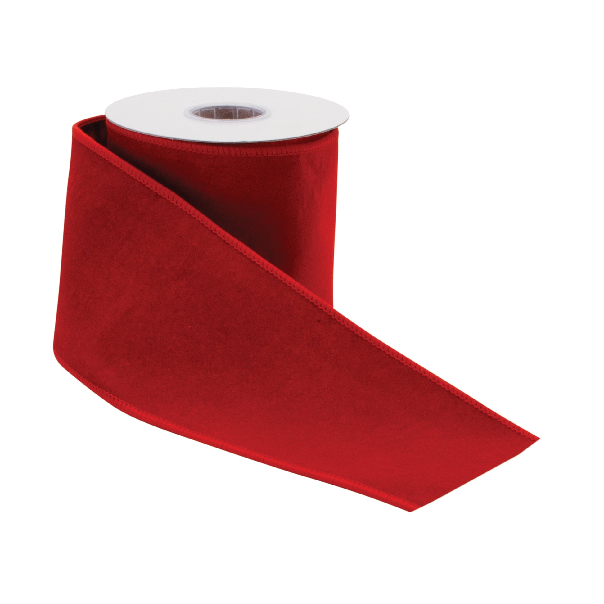 Red Nylon and Wool Wired Ribbon