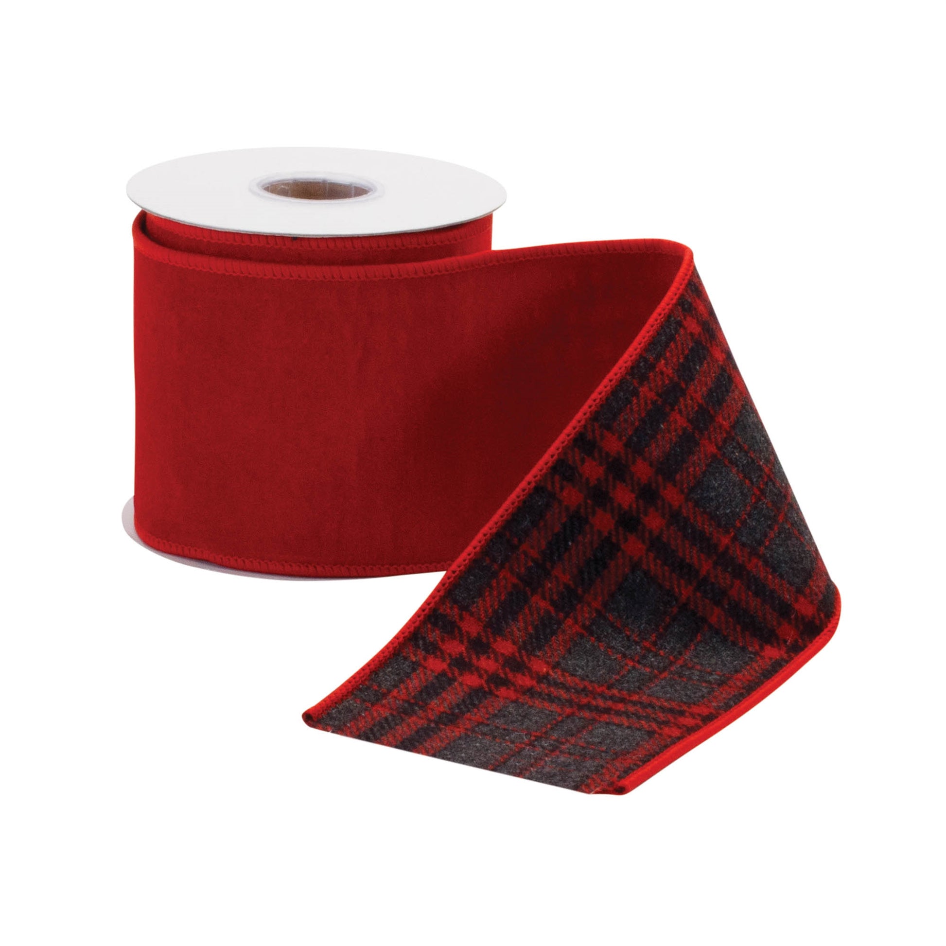 Red Nylon and Wool Wired Ribbon