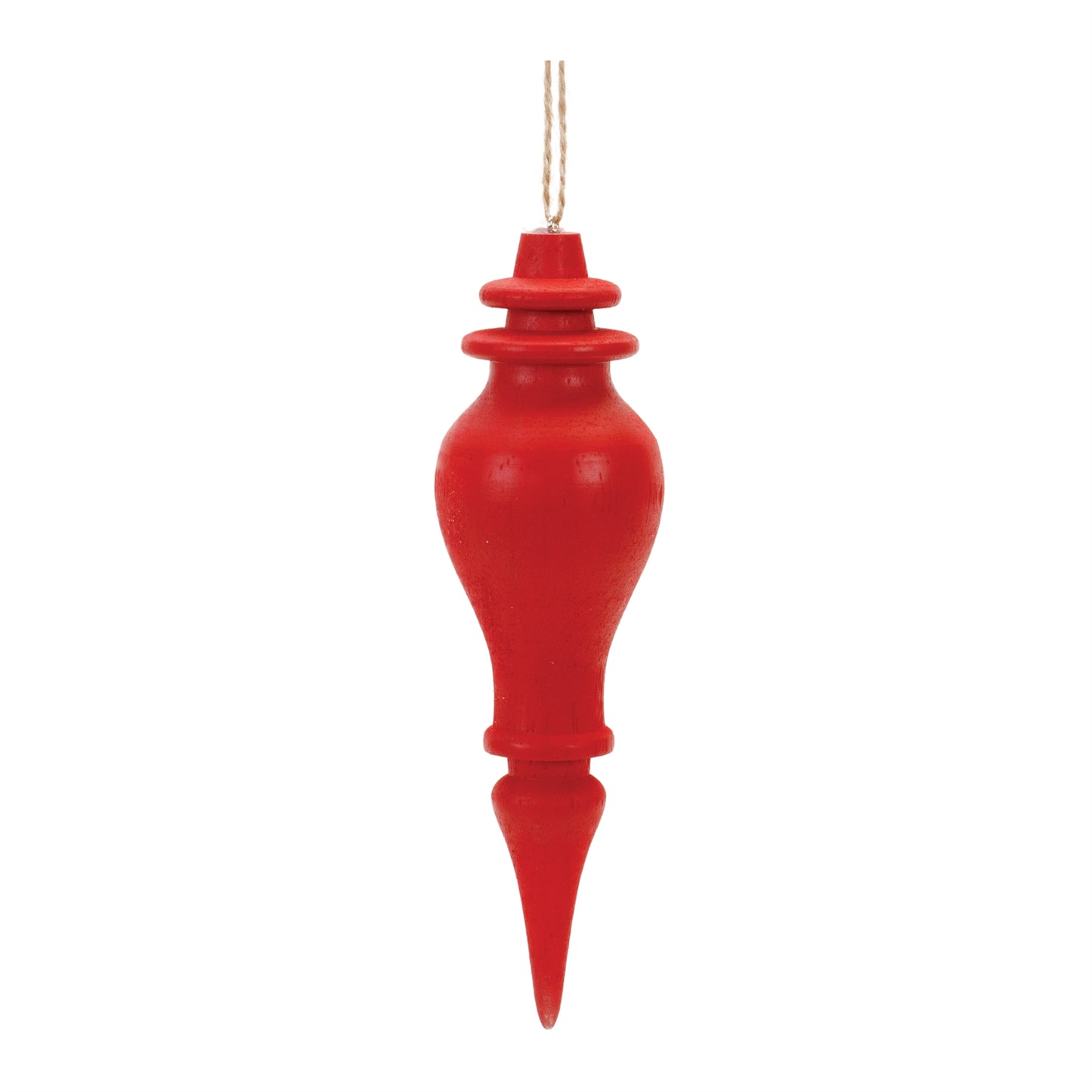 Red Wood Finial Drop Ornament (Set of 6)