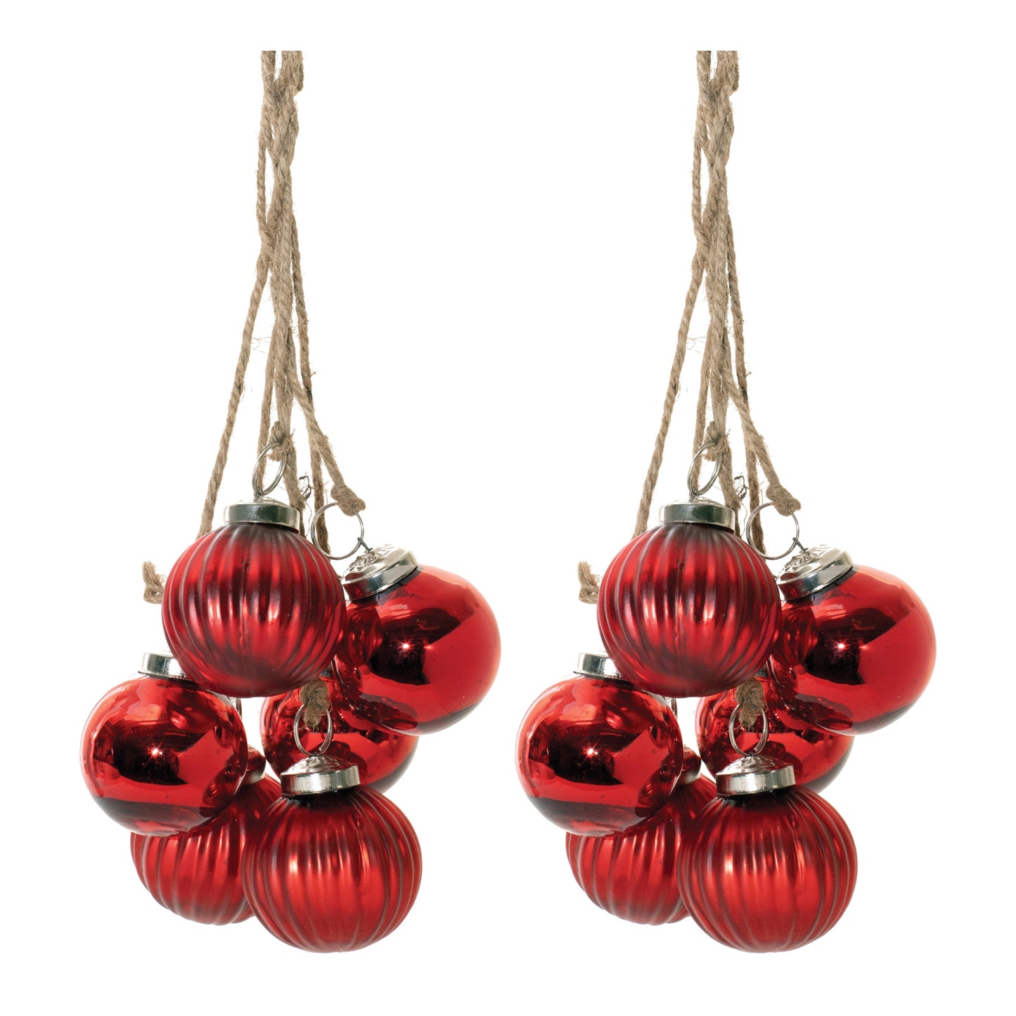 Red Glass Ball Cluster Drop Ornament (Set of 2)