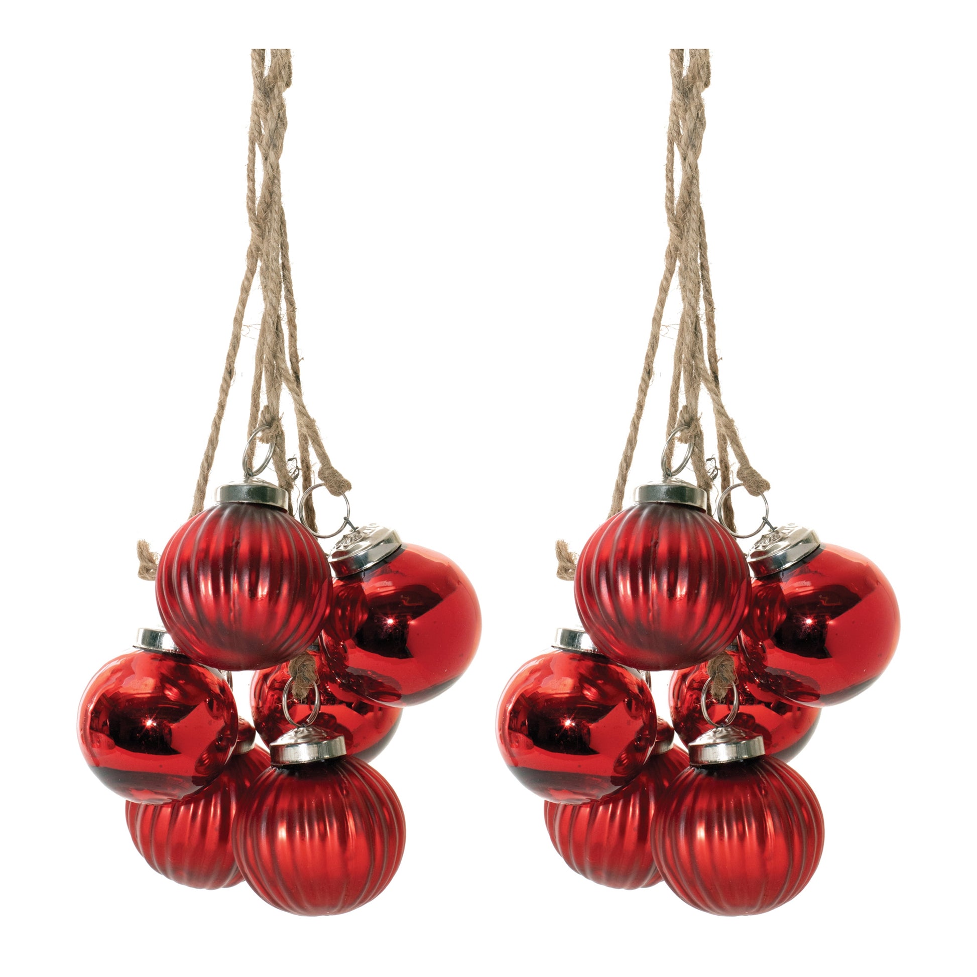 Red Glass Ball Cluster Drop Ornament (Set of 2)