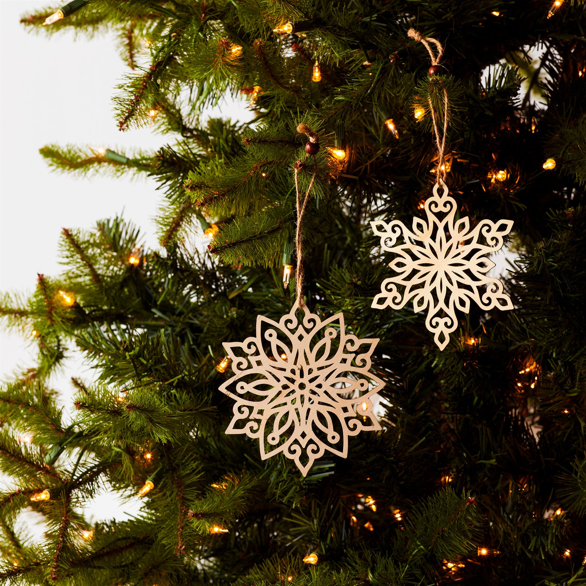 Wood Cut-Out Snowflake Ornament (Set of 24)