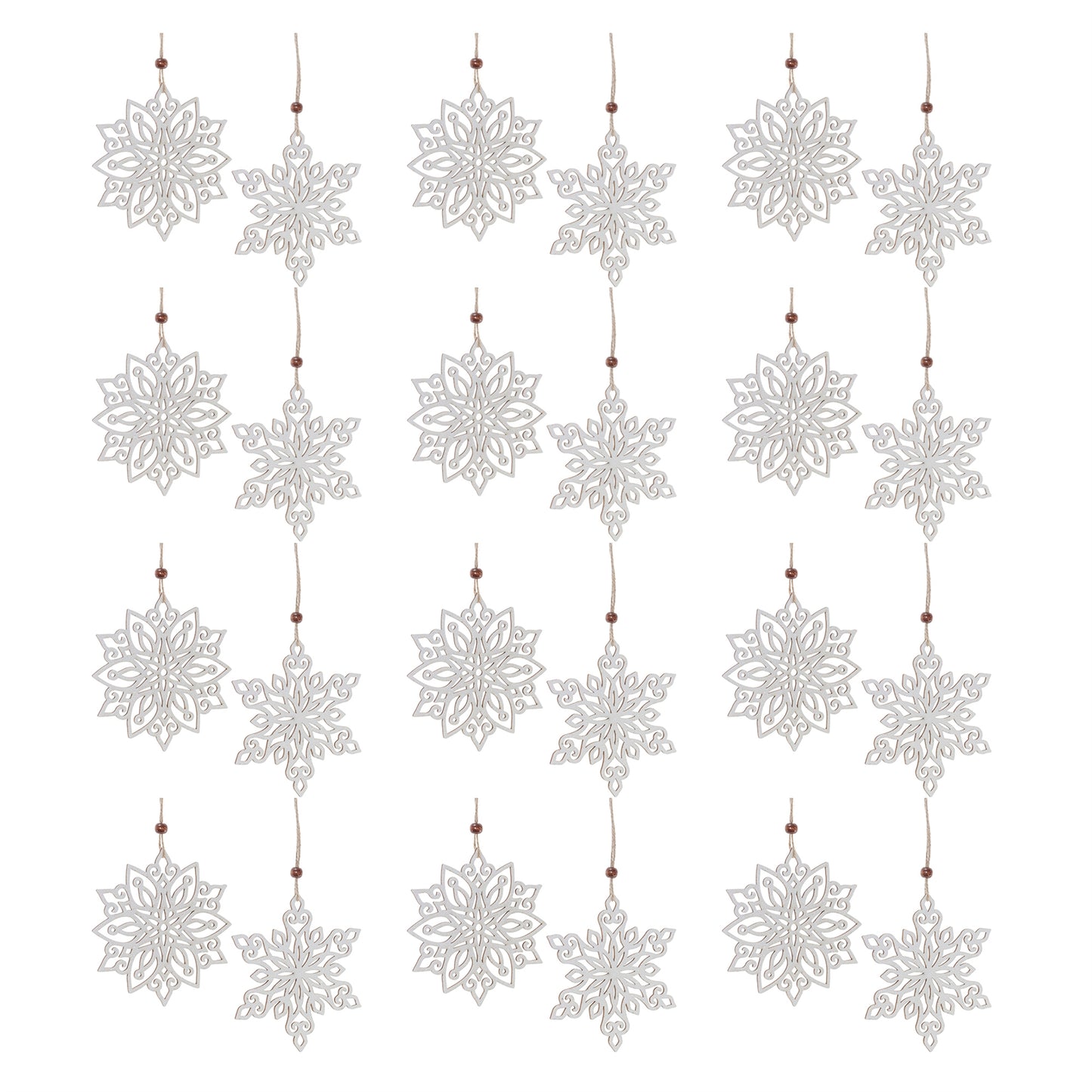 Wood Cut-Out Snowflake Ornament (Set of 24)