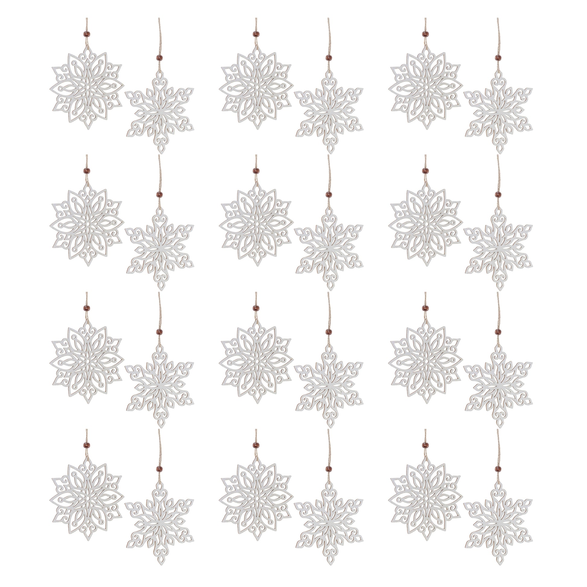 Wood Cut-Out Snowflake Ornament (Set of 24)