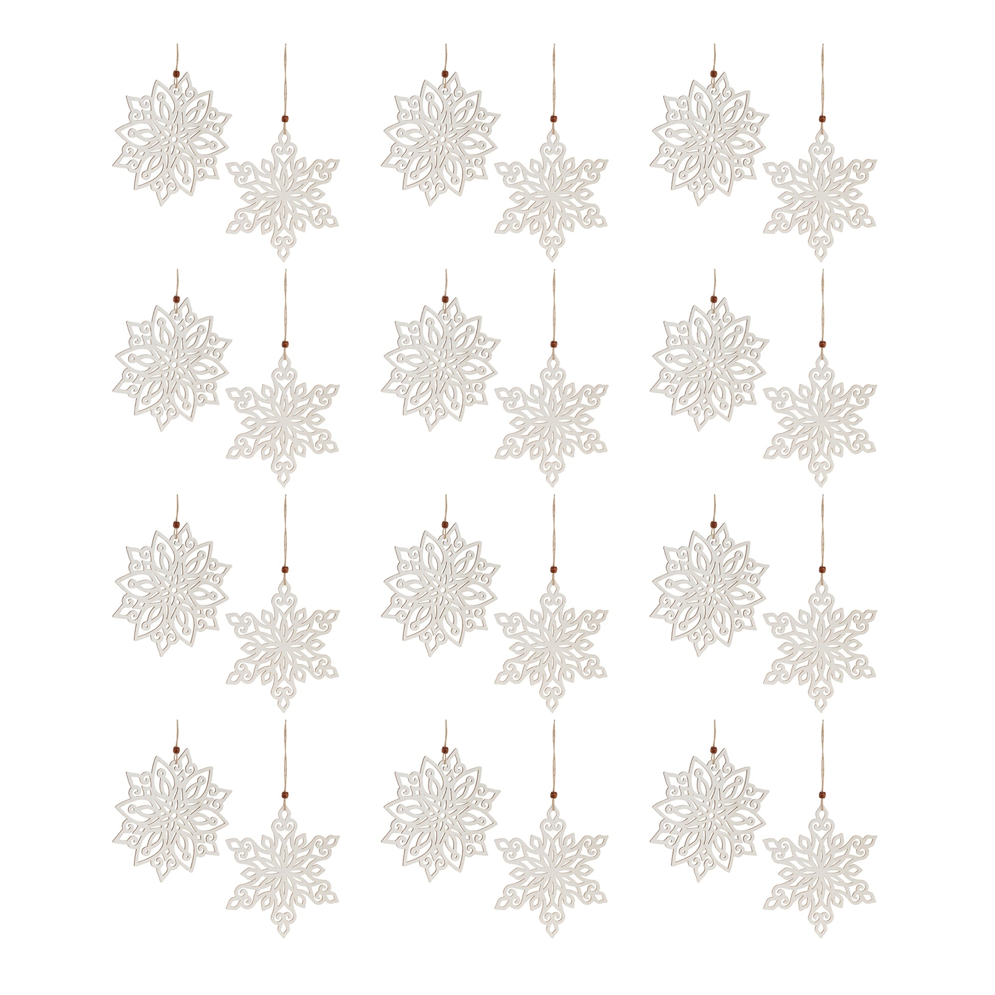 Wood Cut-Out Snowflake Ornament (Set of 24)