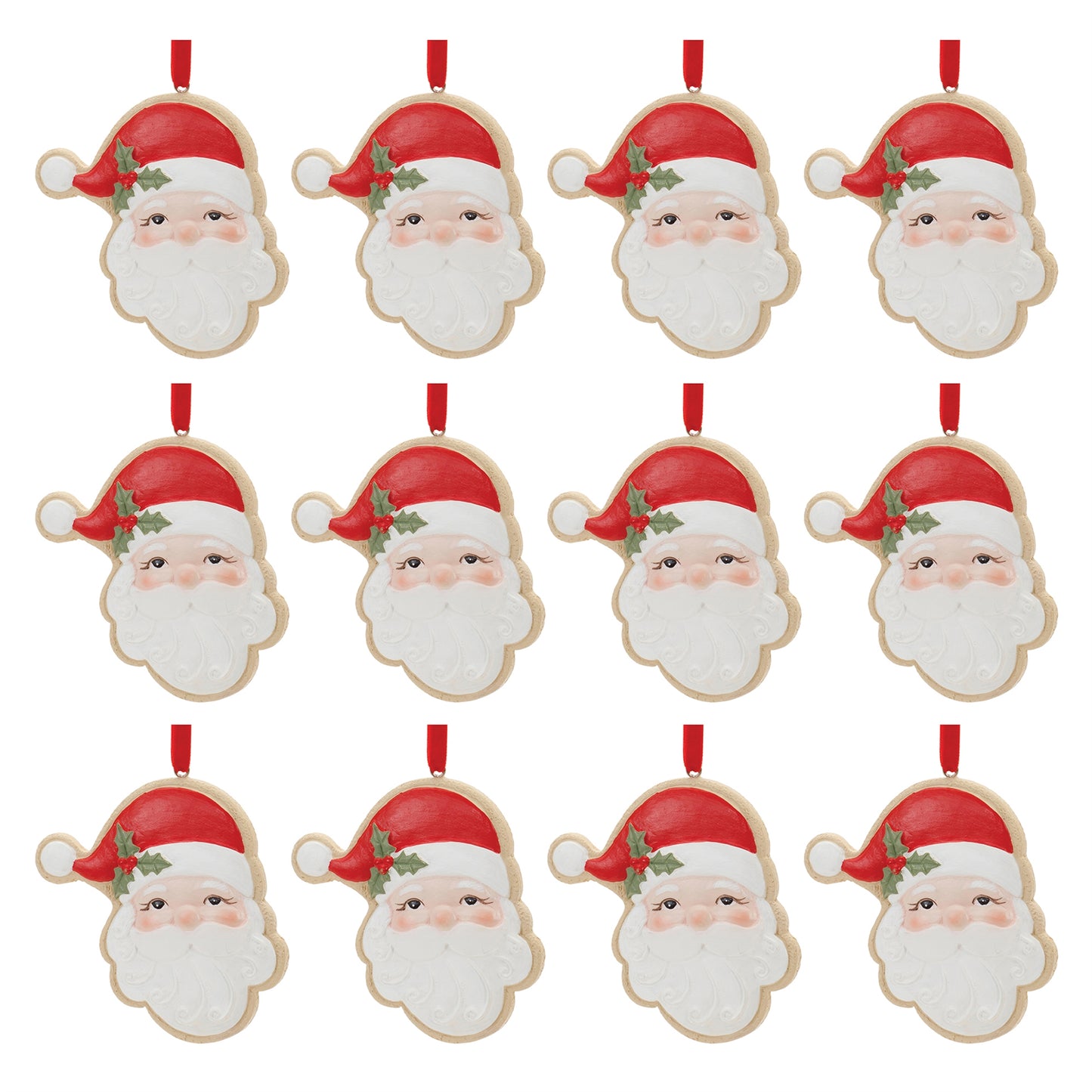 Frosted Santa Cookie Ornament (Set of 12)