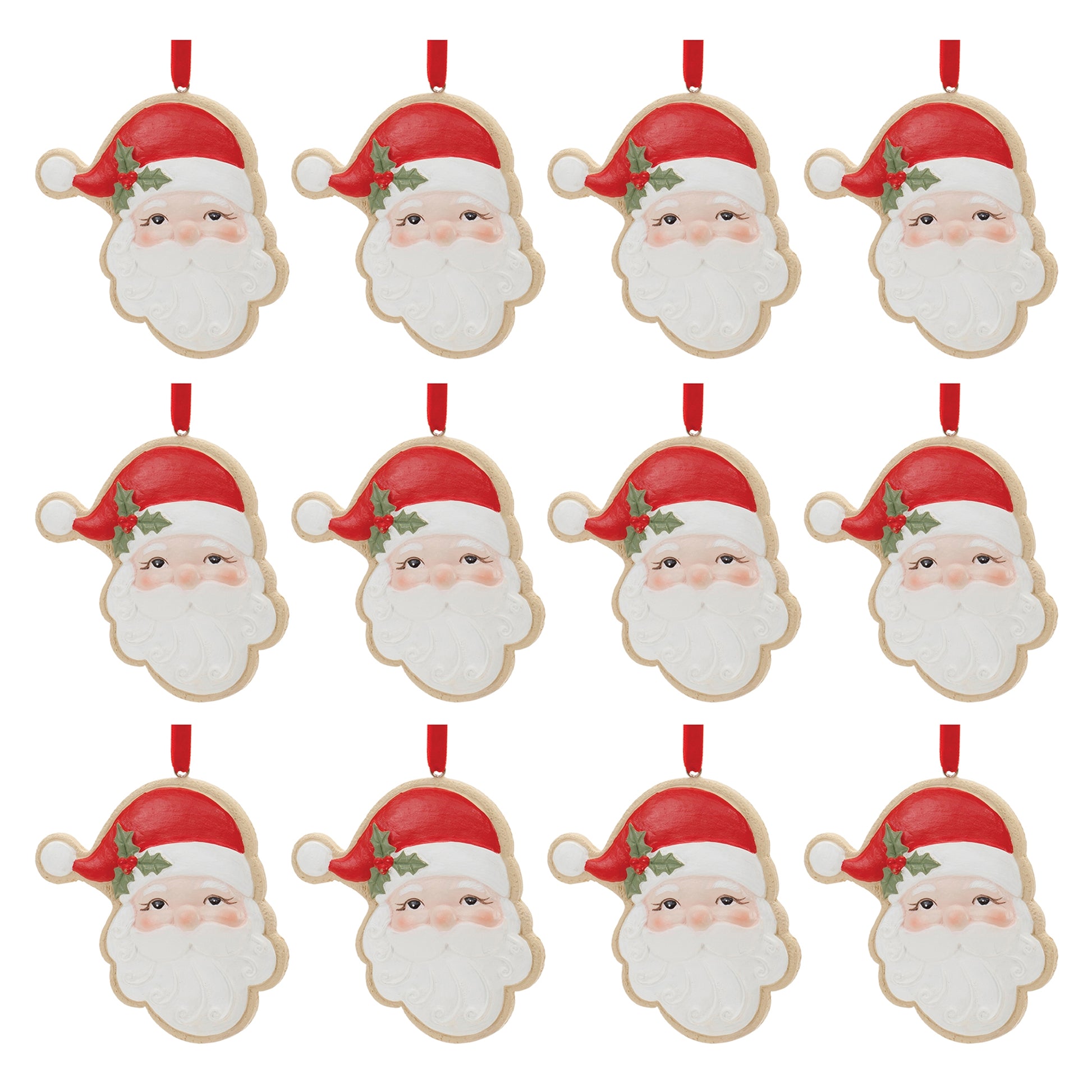 Frosted Santa Cookie Ornament (Set of 12)
