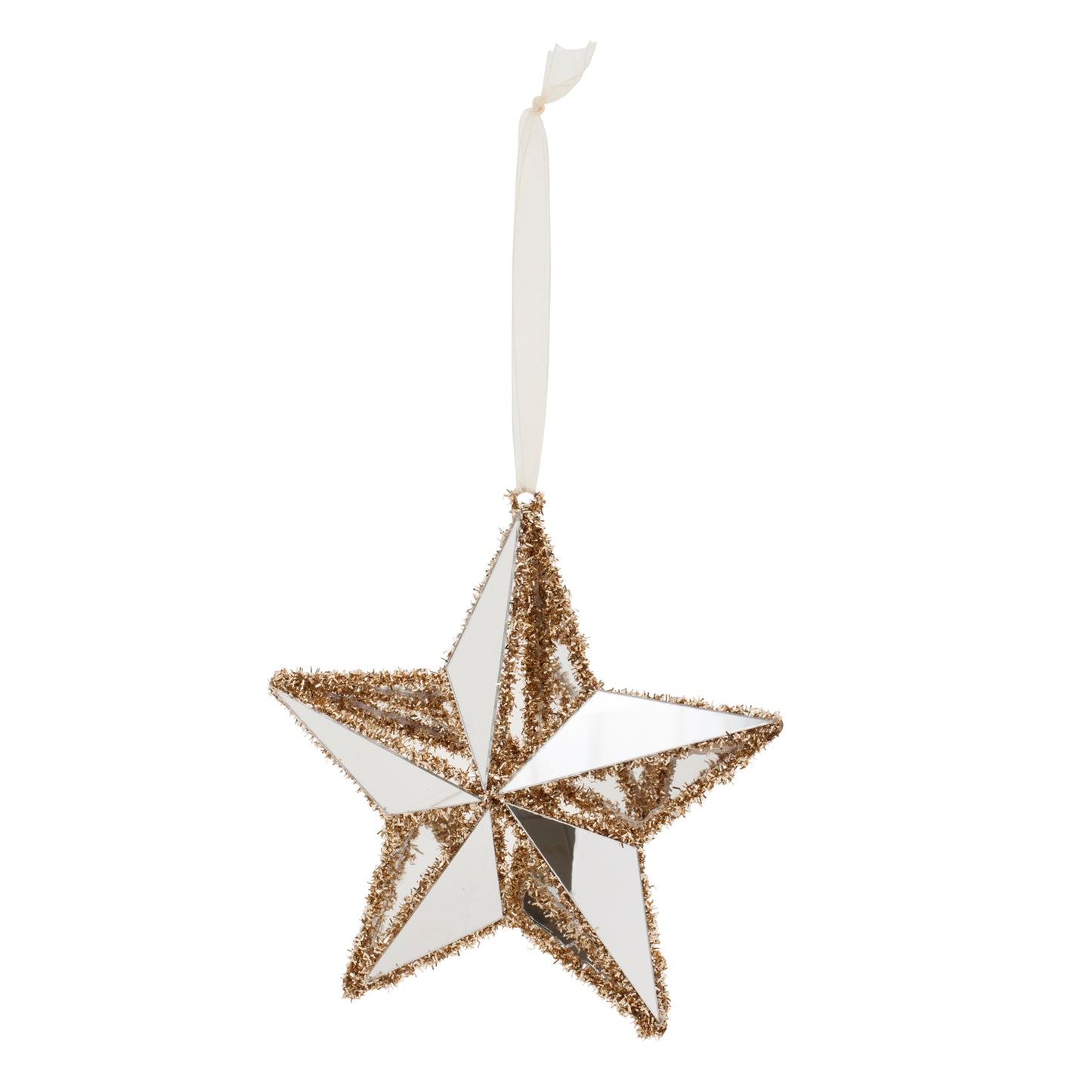Gold Tinsel Star Ornament (Set of 12)