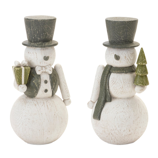 Snowman (Set of 2) 10"H Resin