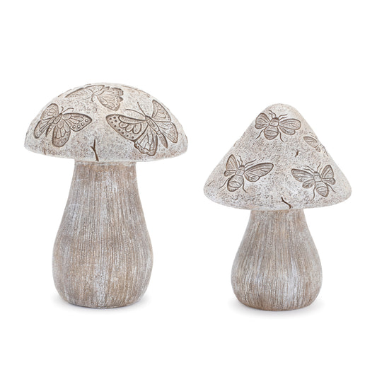 Mushroom (Set of 2) 6"H, 6.5"H Resin