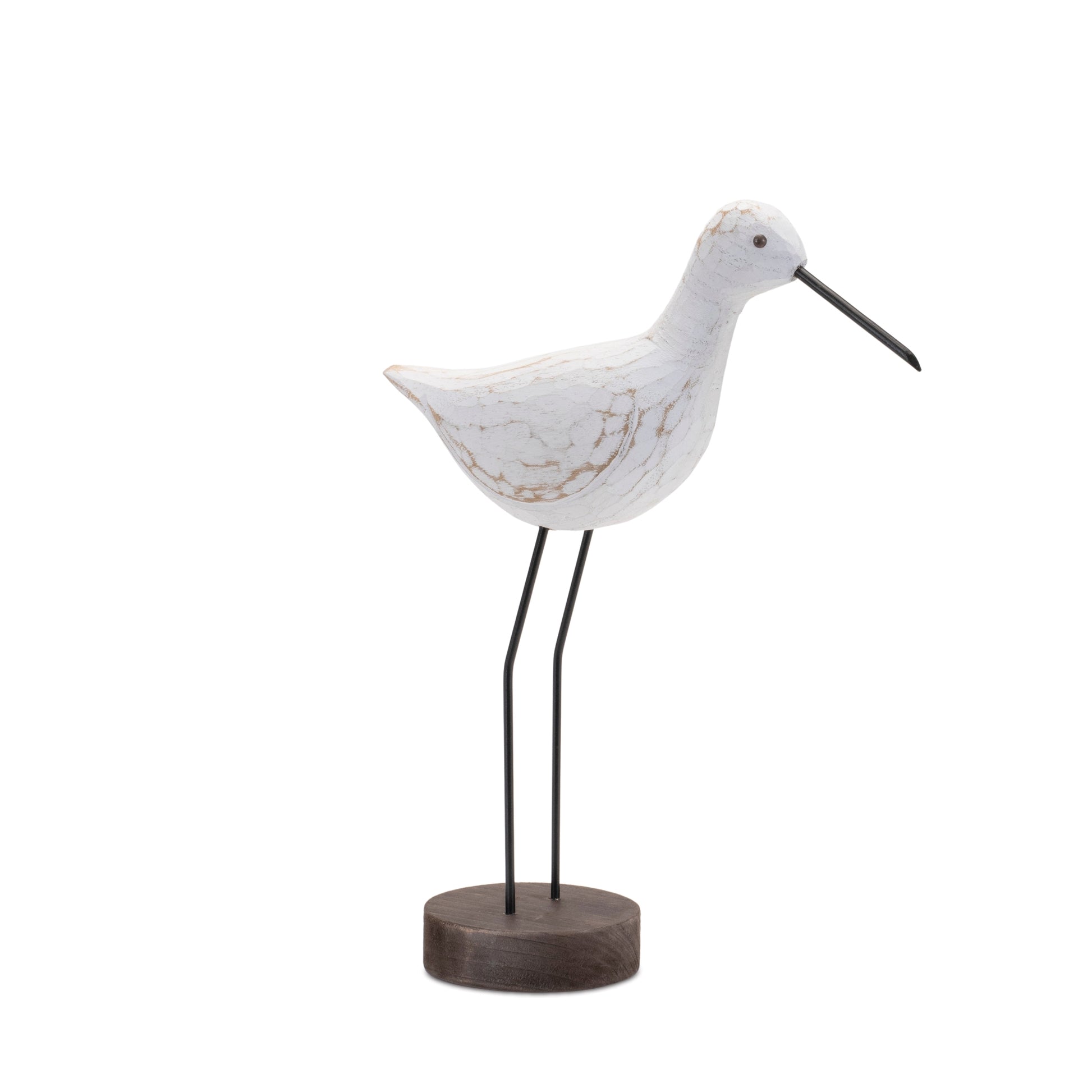 Carved Wood Sea Bird with Metal Stand (Set of 2)