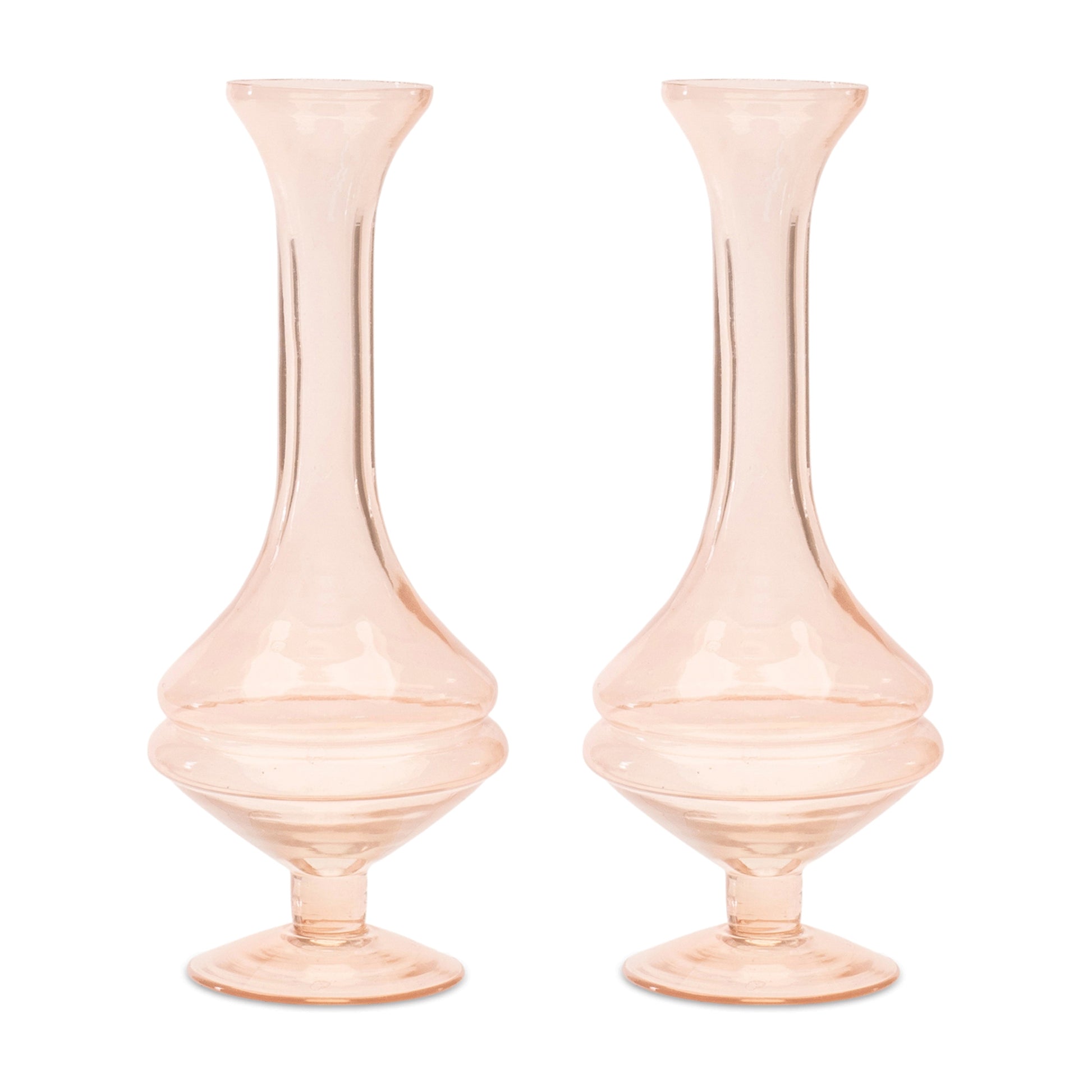 Pink Glass Stem Vase (Set of 2)