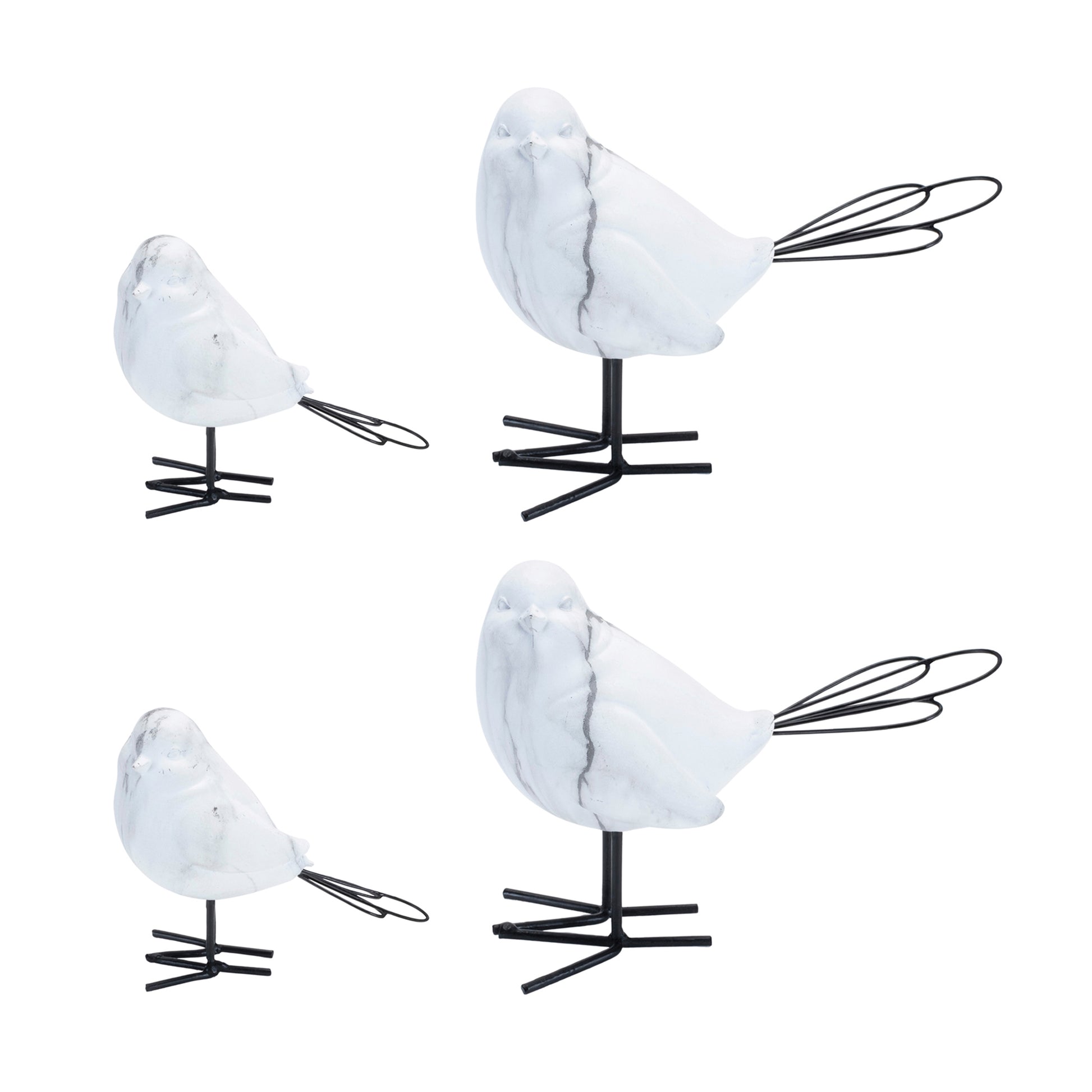 Marble Print Bird Figurine (Set of 4)