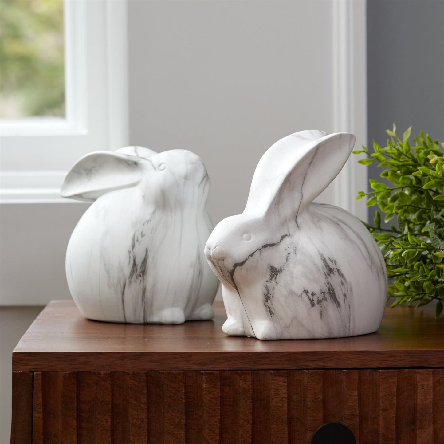 Marble Design Rabbit Shelf Sitter (Set of 2)
