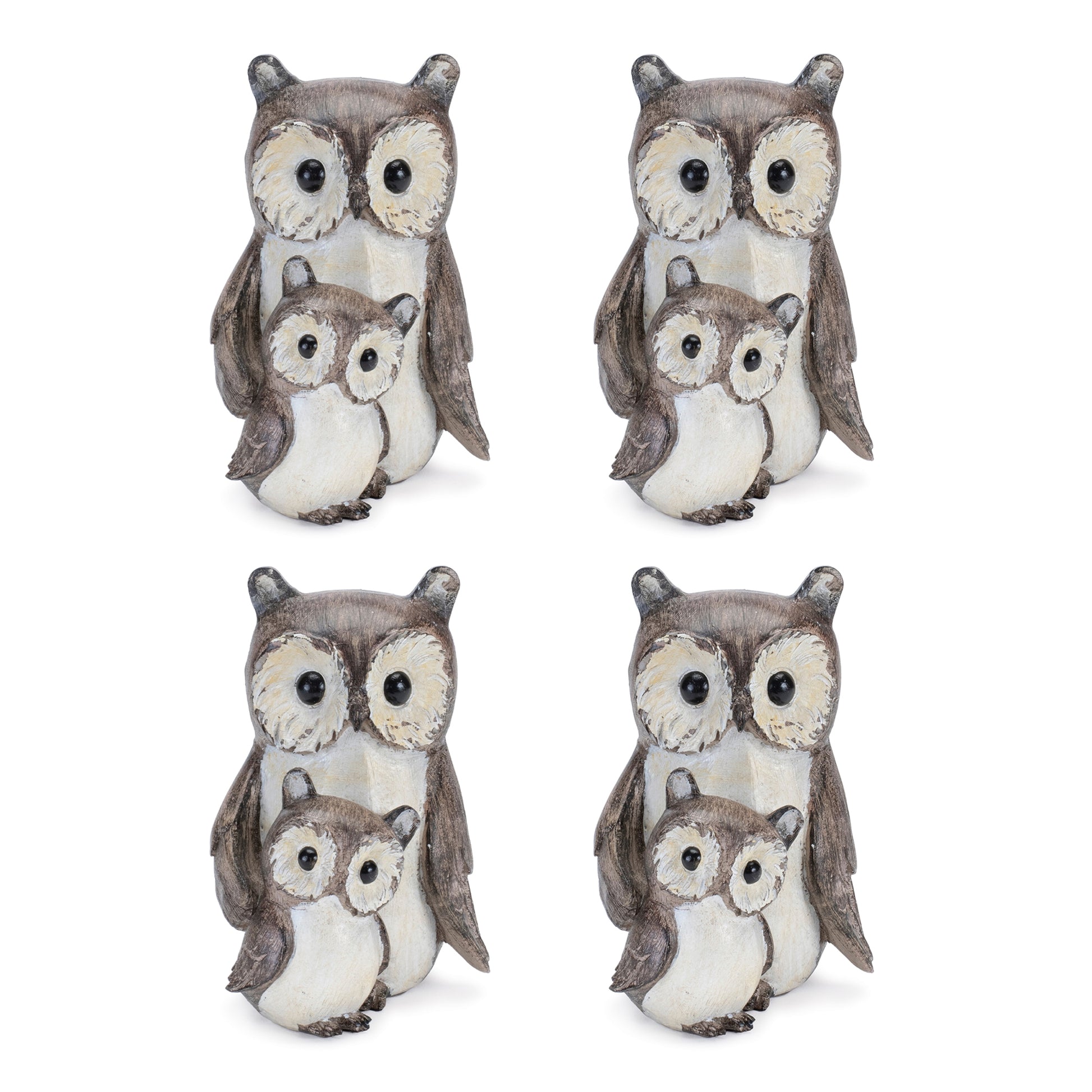 Woodland Owl with Baby Figurine (Set of 4)