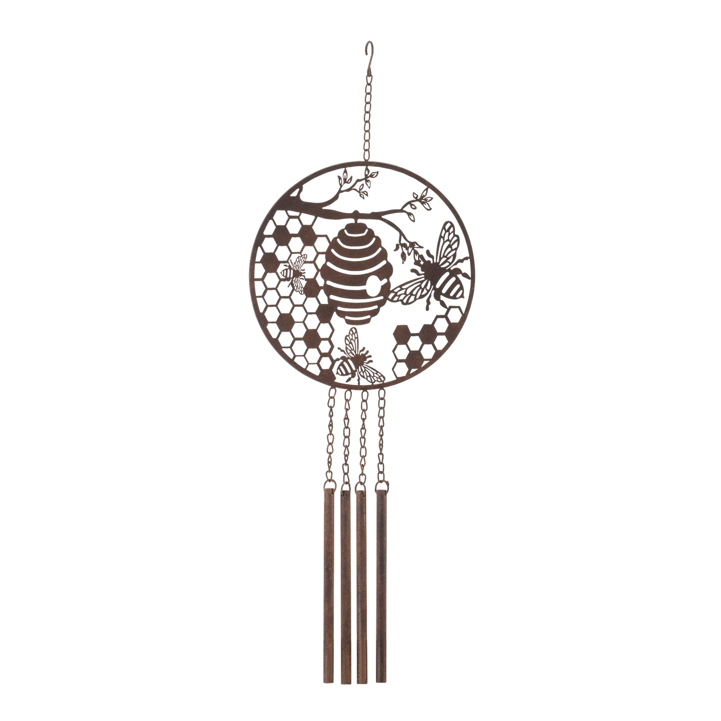 Bee and Hive Wind Chime 33"H Metal