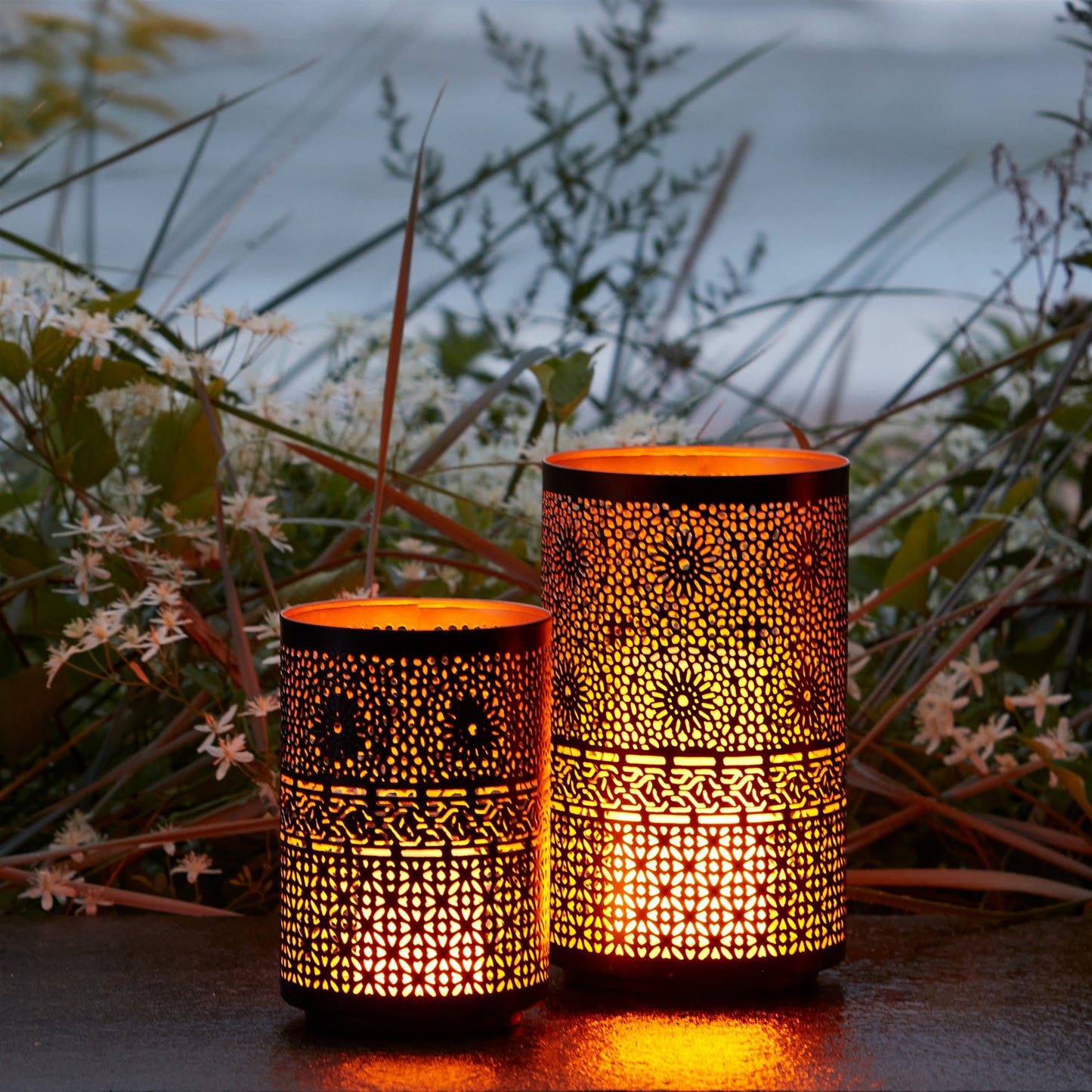 Mandala Punched Metal Candle Holder (Set of 2)