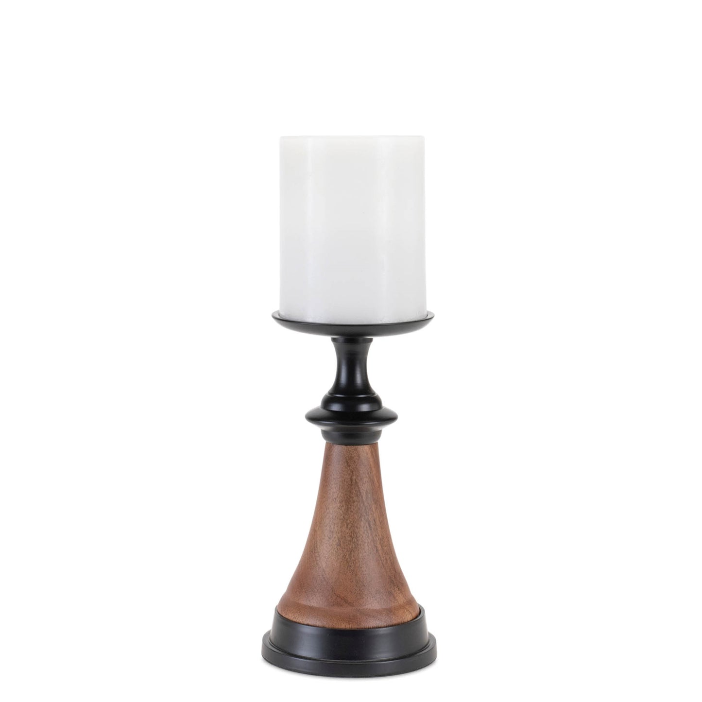 Tapered Wood and Metal Candle Holder (Set of 2)