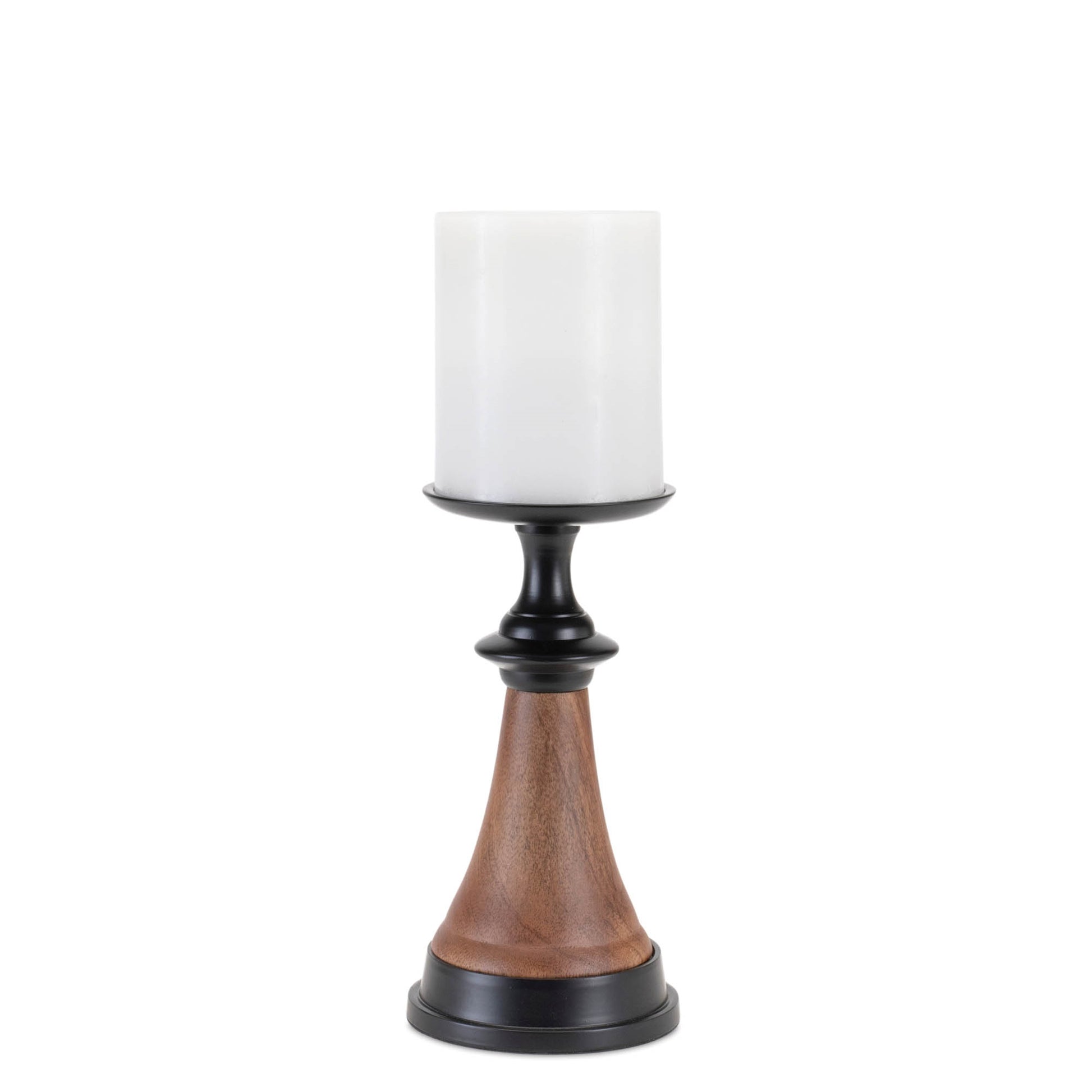 Tapered Wood and Metal Candle Holder (Set of 2)