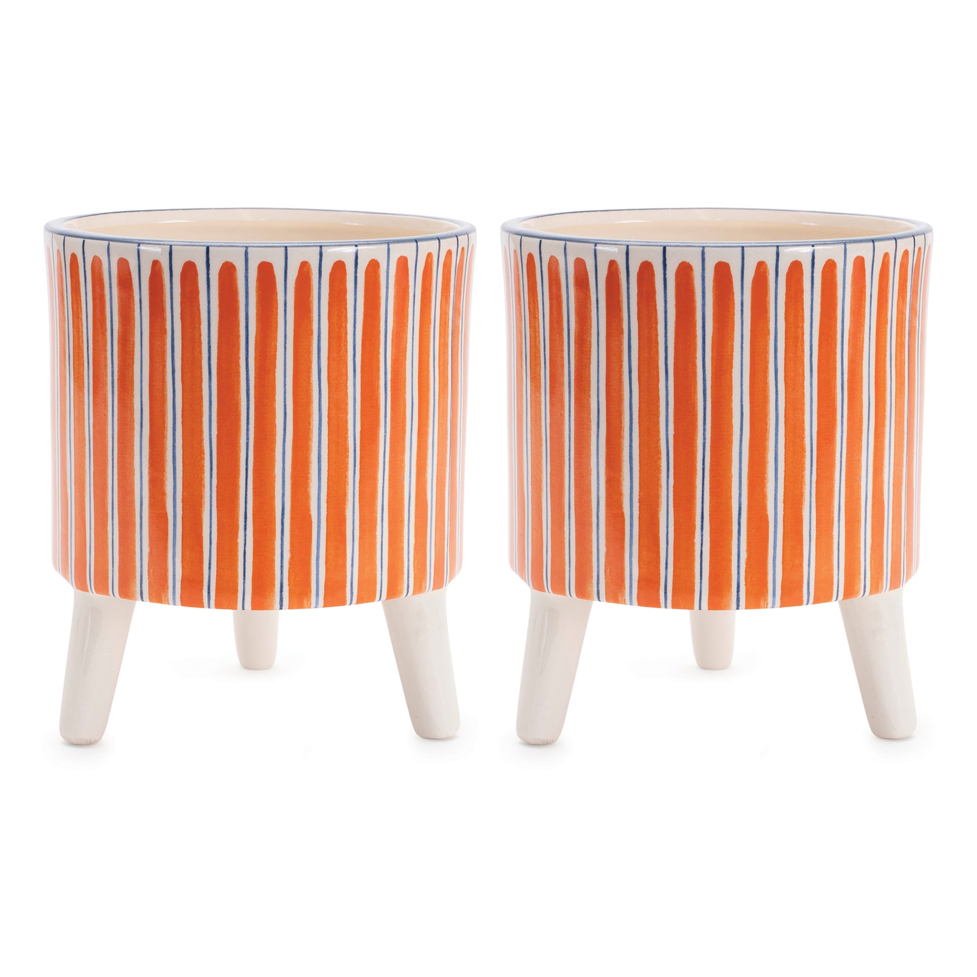 Footed Stripe Planter (Set of 2)