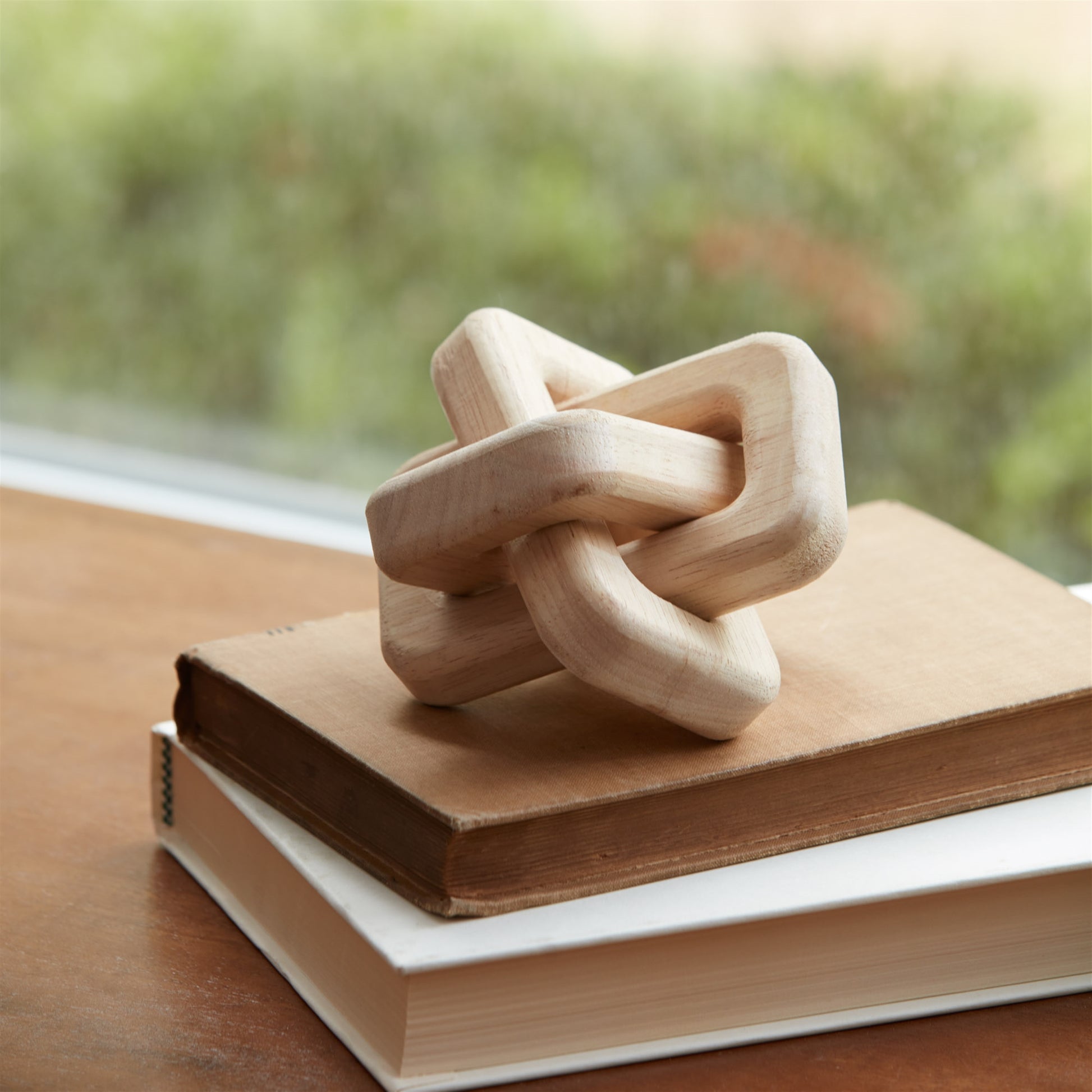 Oak Wood Square Link Decor (Set of 3)