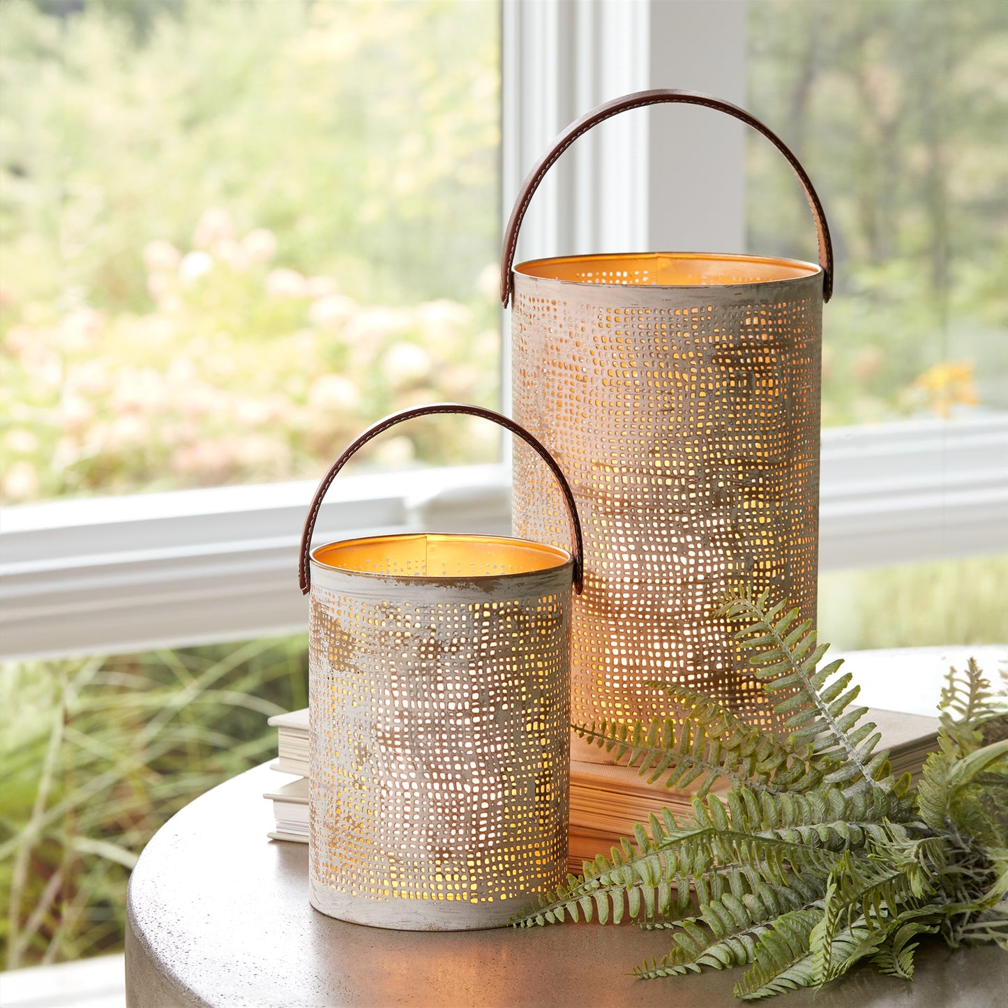 Abstract Cut Metal Candle Lantern (Set of 2)