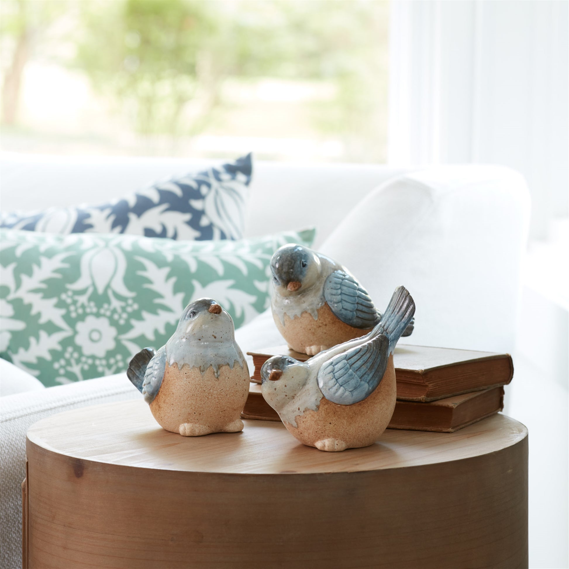 Ceramic Bird Figurines with Unglazed Accents (Set of 3)